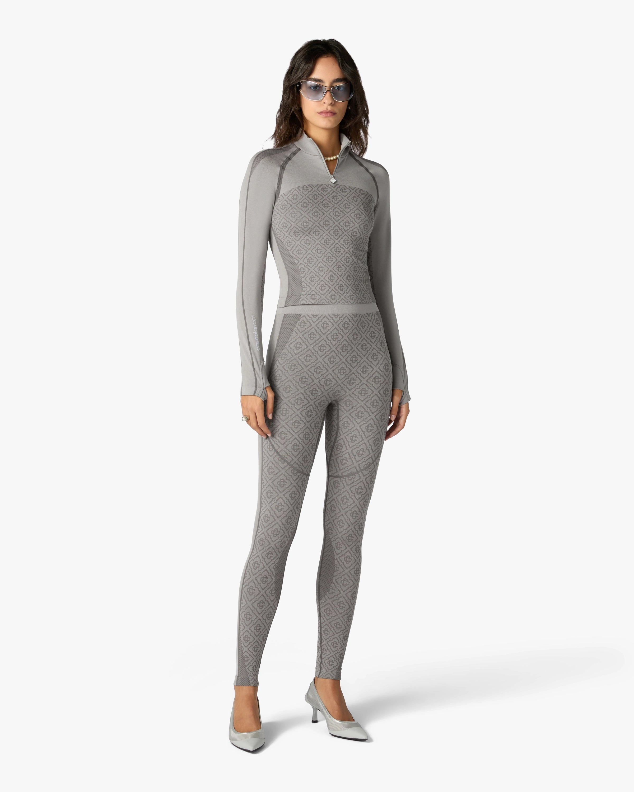 Casablanca Monogram top sport grigio chiaro