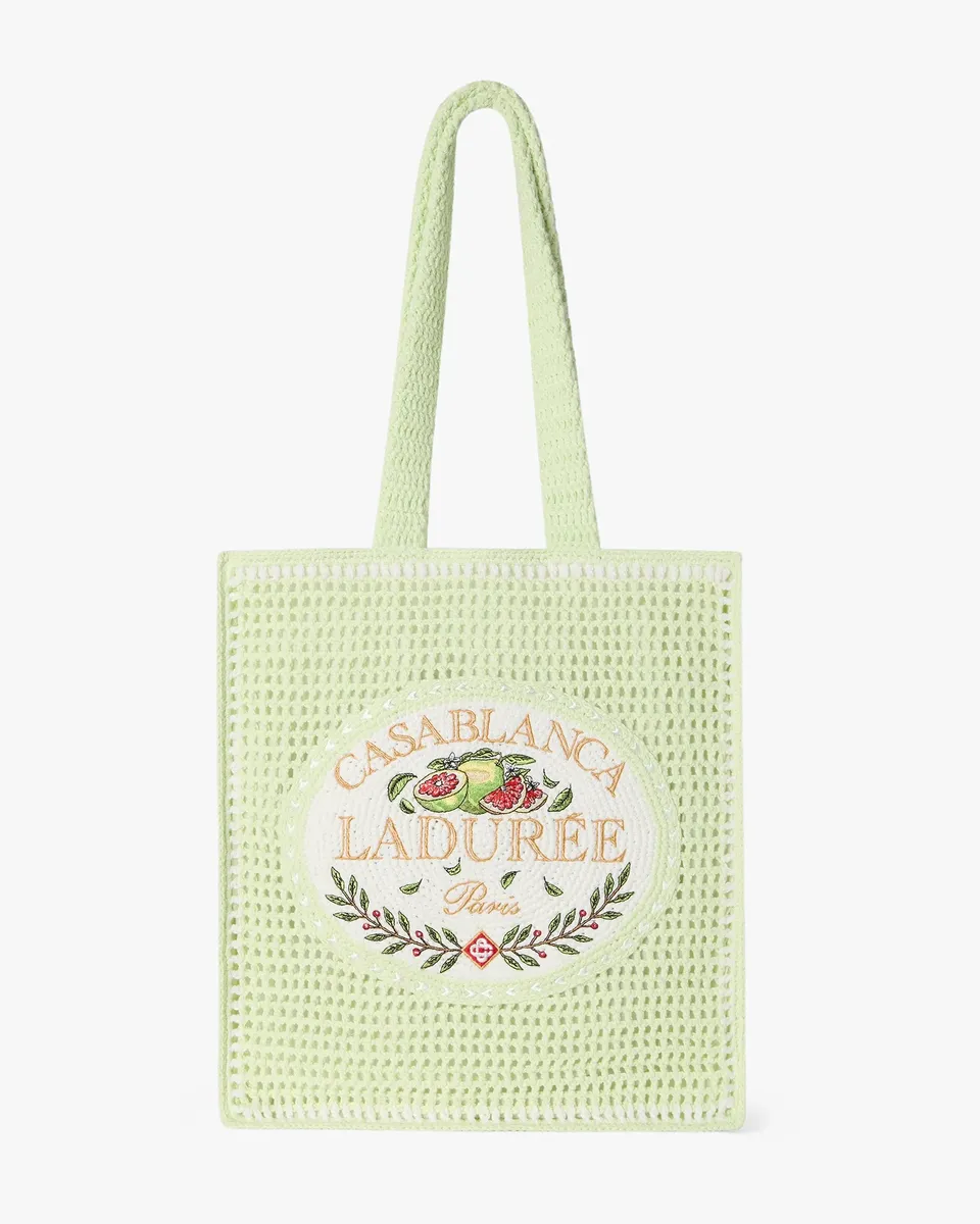Casablanca Ladurée borsa crochet verde ricamata cotone