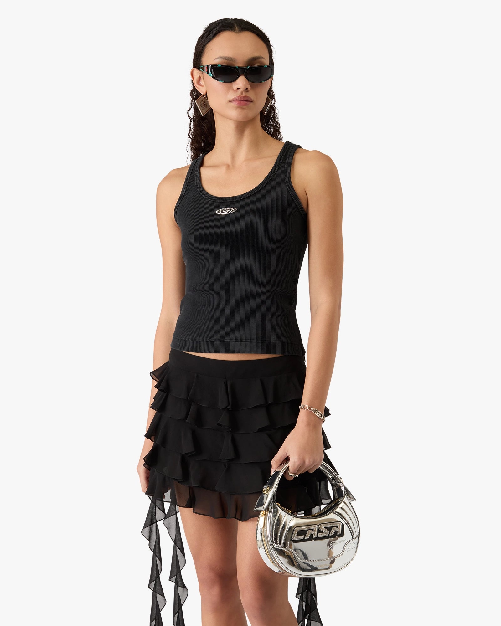 Casablanca Biker borsa argento pelle tracolla