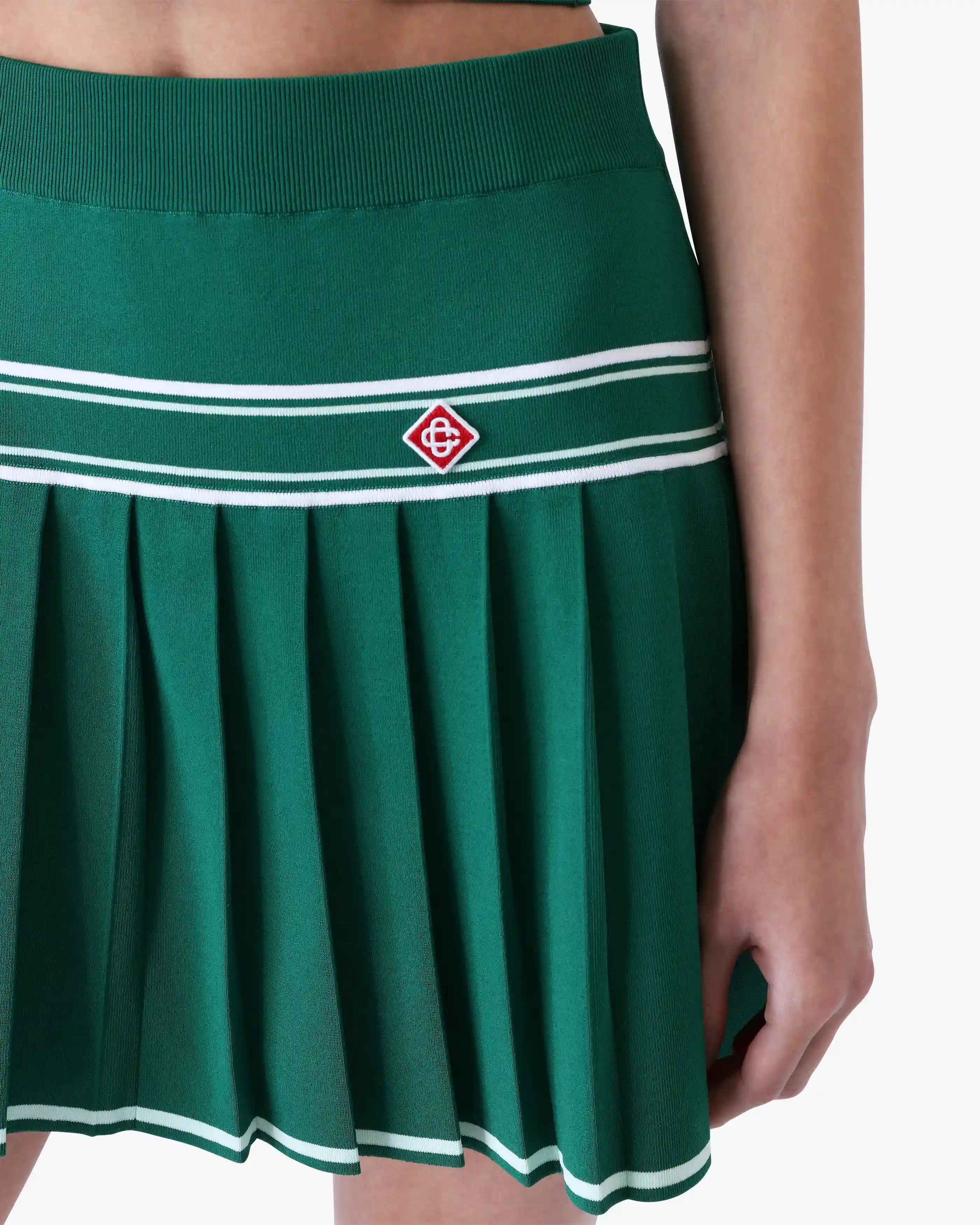 Casablanca Pleated Knit gonna mini verde plisse