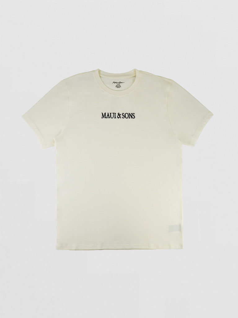 Maui and Sons Rooster t-shirt bone ricamo petto cotone