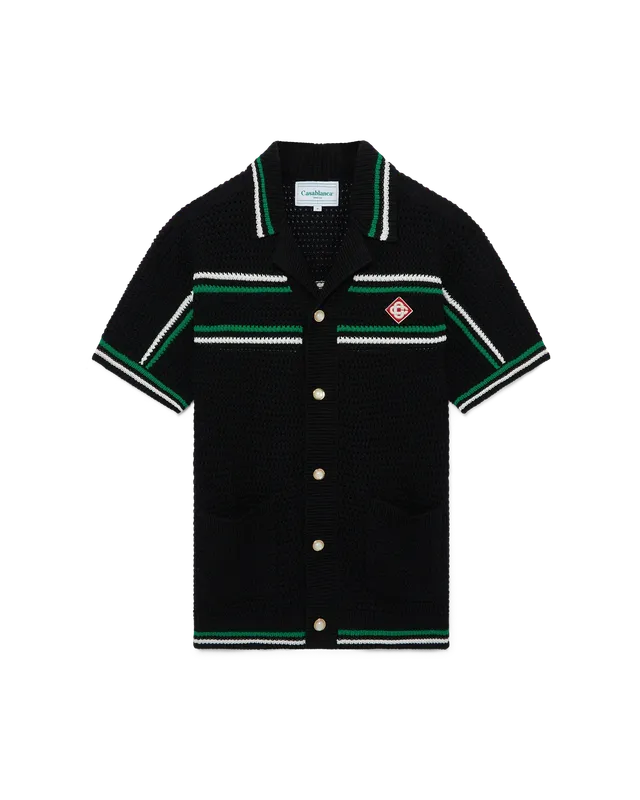 Casablanca Tennis camicia crochet cotone nera taglia M