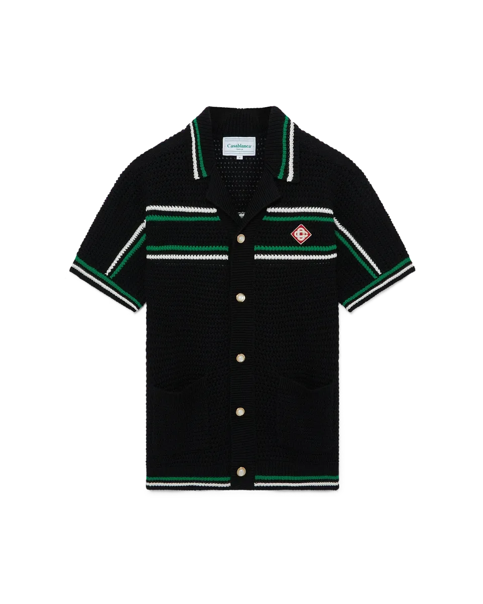 Casablanca Tennis camicia crochet cotone nera taglia M