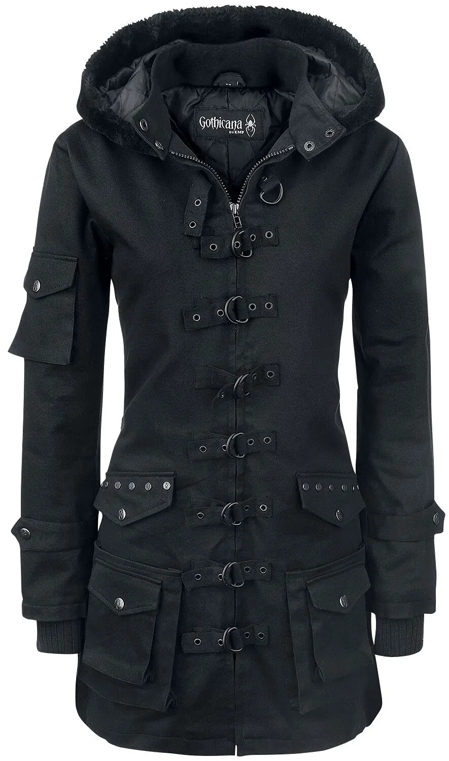 Gothicana by EMP Parka donna nero con rivetti taglia S