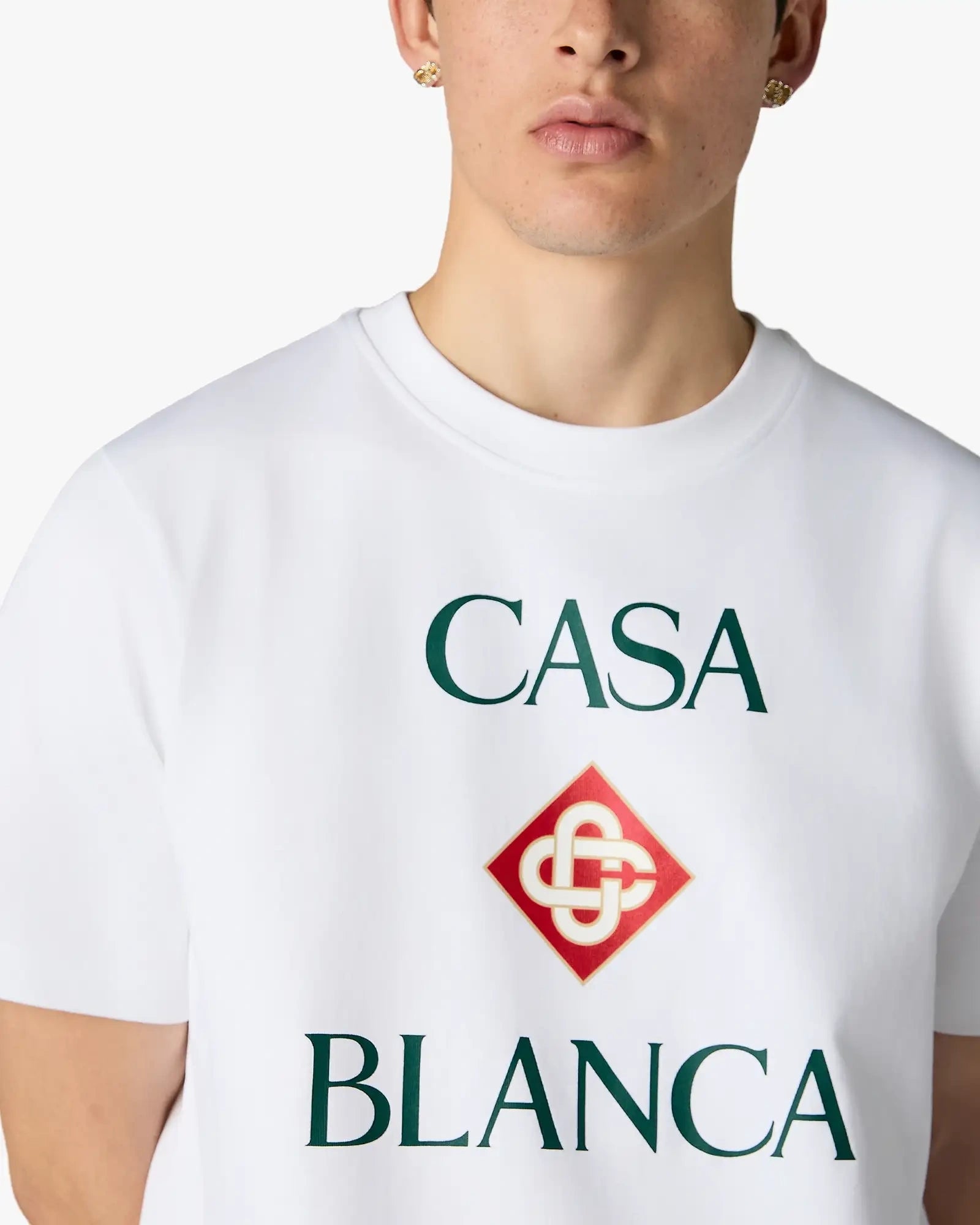 Casablanca Diamond Logo T-Shirt Bianca Cotone