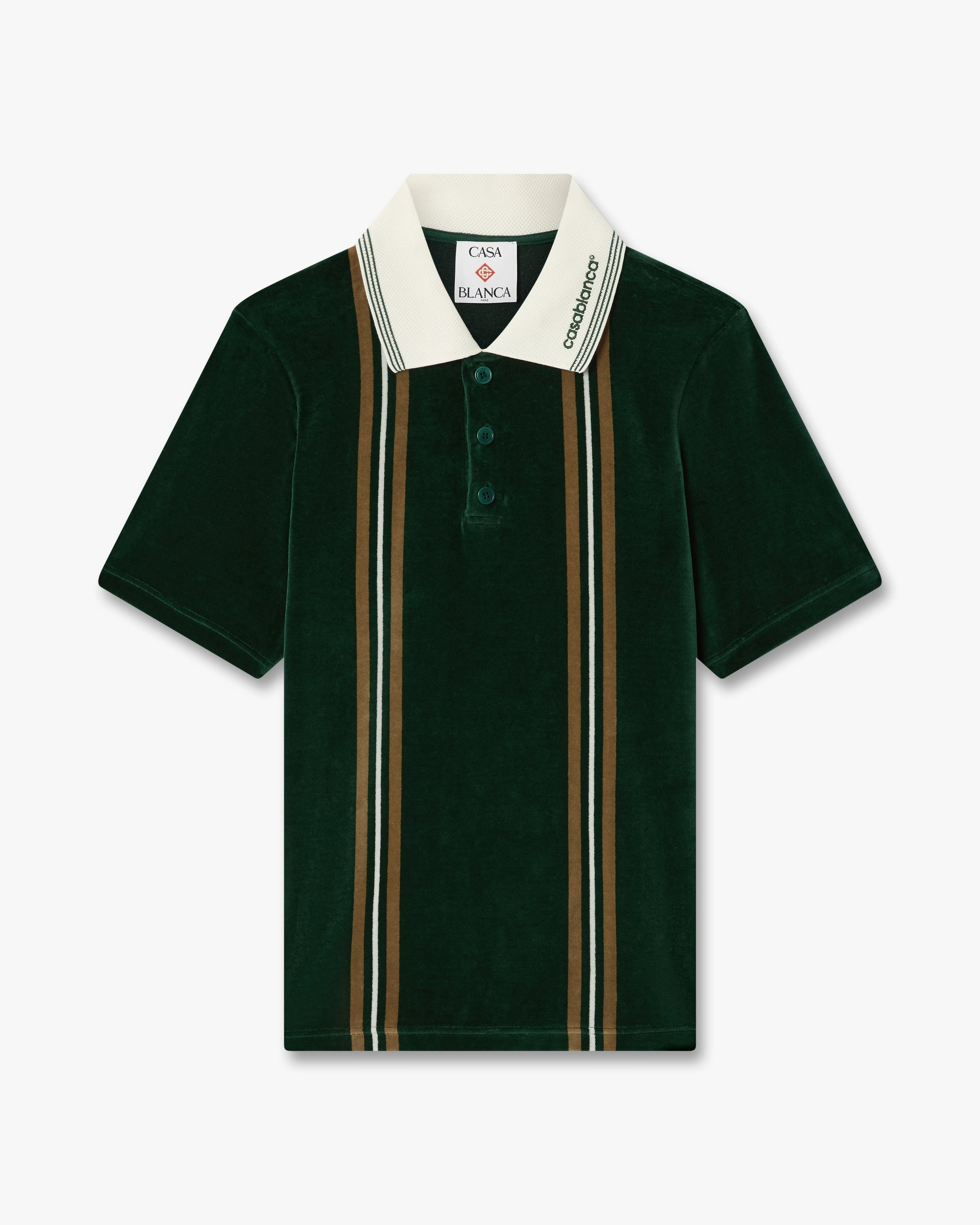 Casablanca Stripe Velour polo verde marrone ciniglia