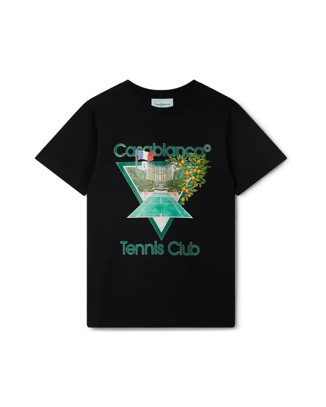 Casablanca Tennis Club T-shirt Nera Cotone Organico