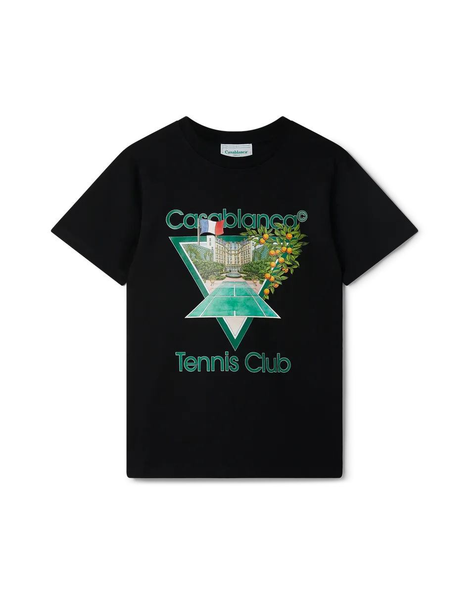 Casablanca Tennis Club T-shirt Nera Cotone Organico