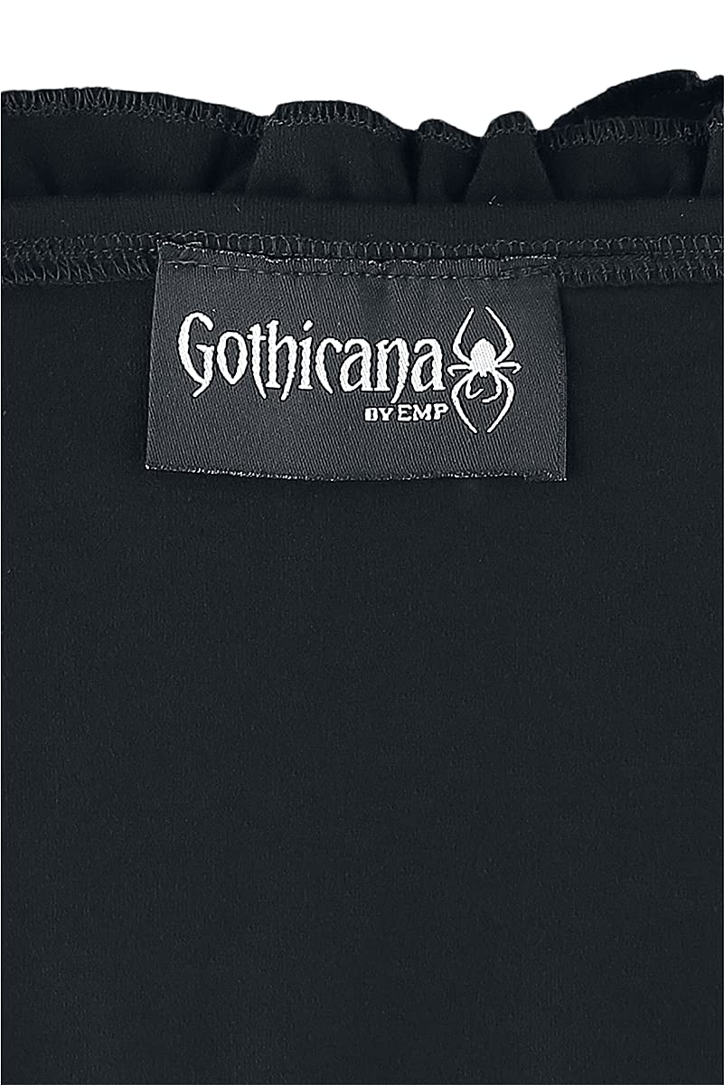 Gothicana by EMP T-Shirt Nera Allacciatura Top Taglia M Gotica