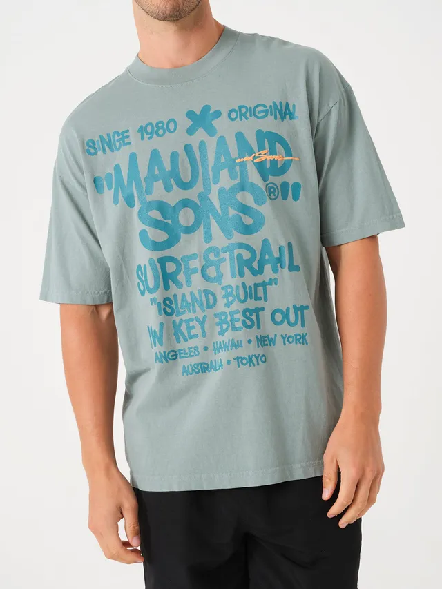 Maui and Sons Landmark T-Shirt Maglietta Verde Cotone