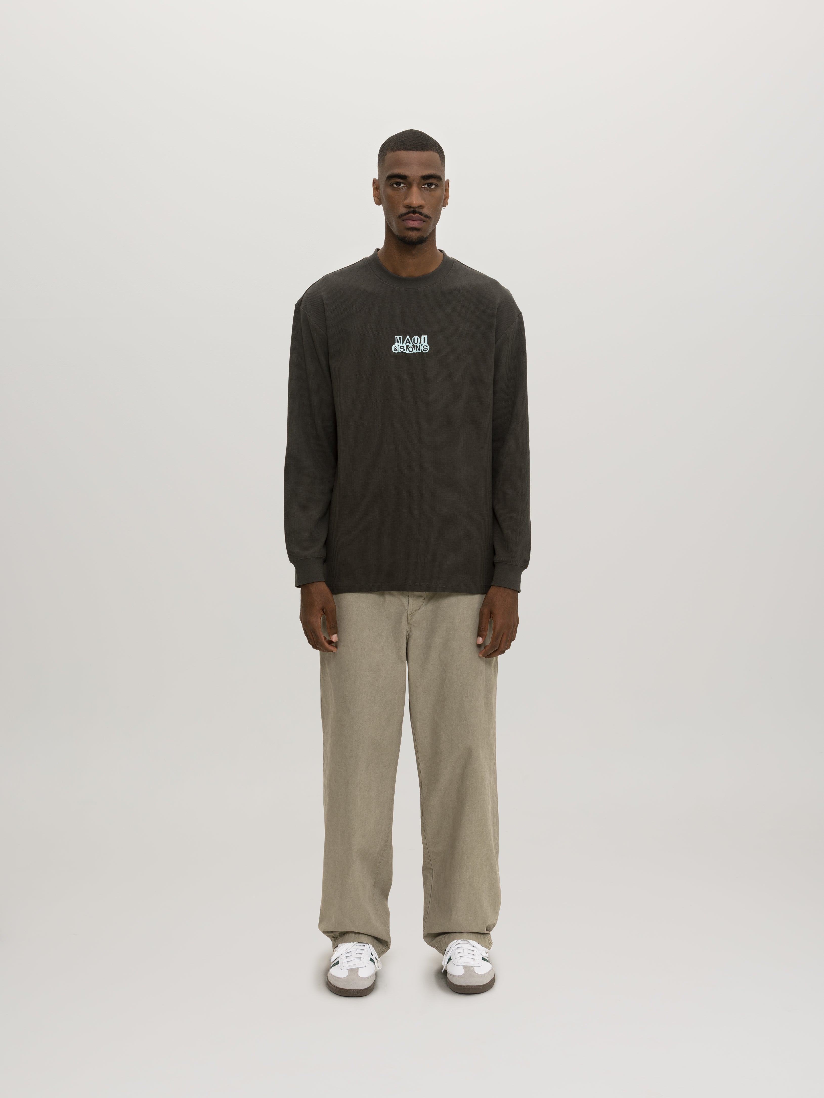 Maui and Sons Pure Maui maglia manica lunga nera waffle