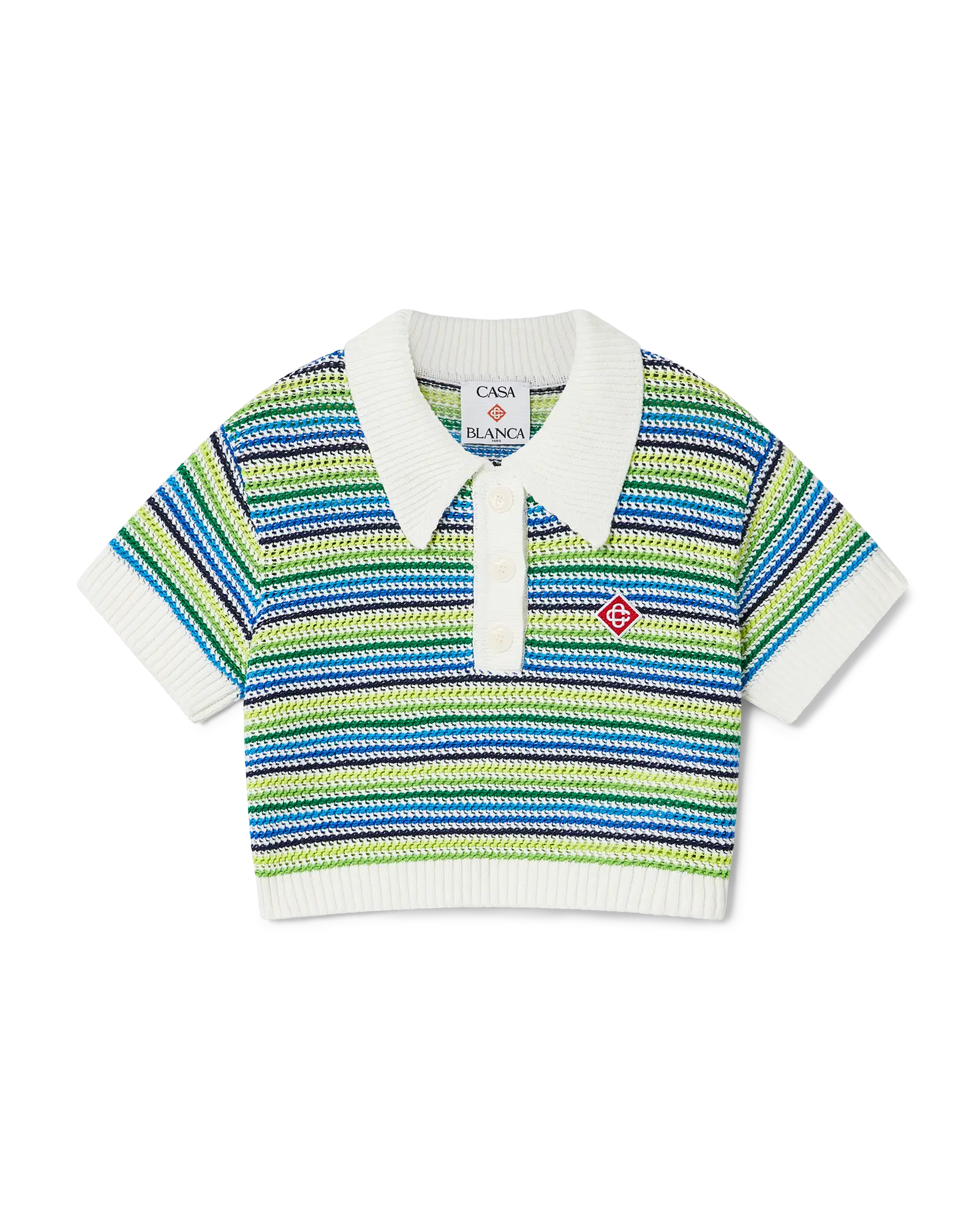 Casablanca Stripe top crochet bimbo verde righe cotone
