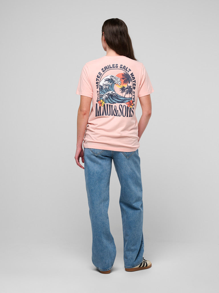 Maui and Sons Salty Smiles Ladies Boyfriend Tee maglietta rosa