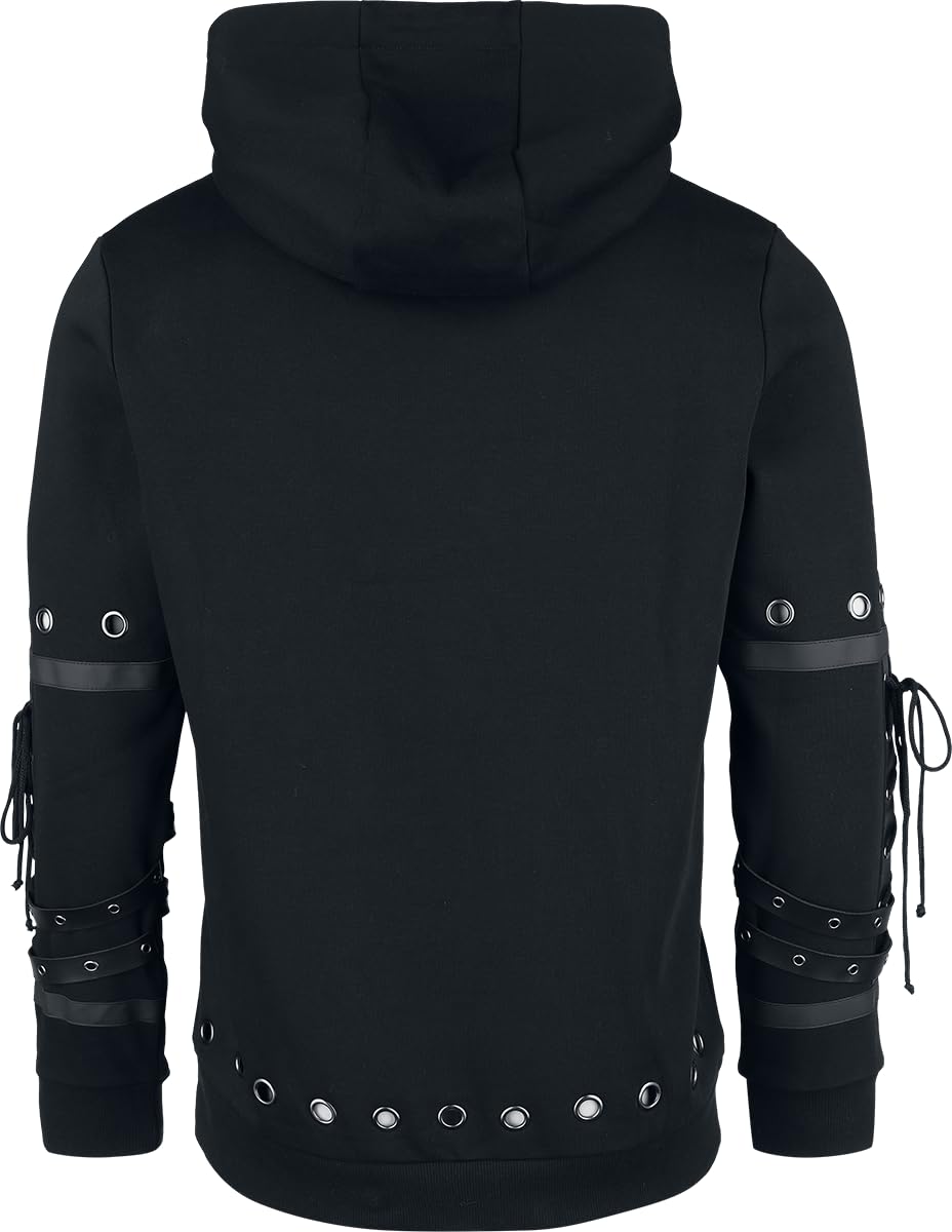 Gothicana by EMP Felpa Cappuccio Nera Borchie Uomo