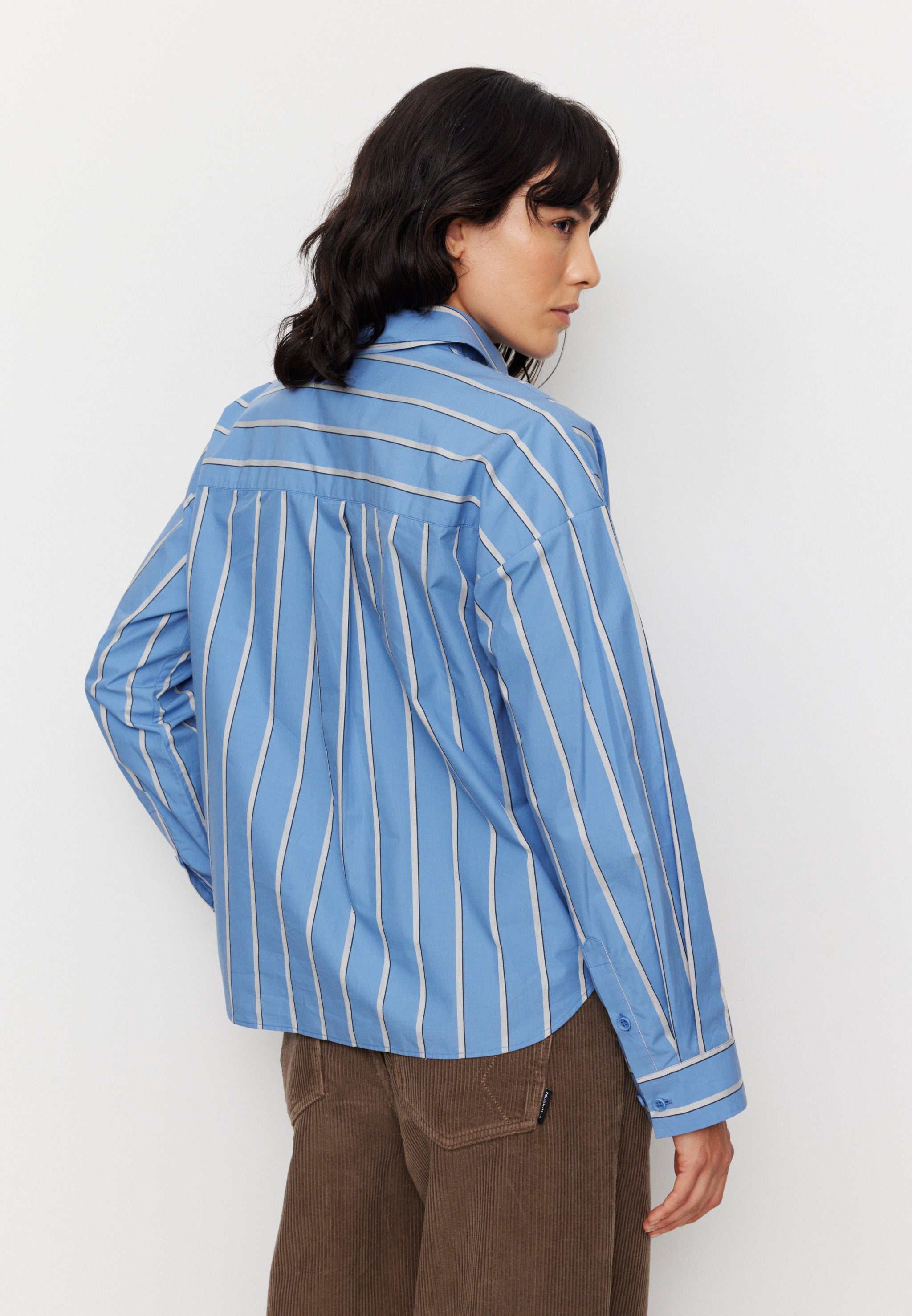 Recolution Forsythia Stripes camicia donna blue cotone bio