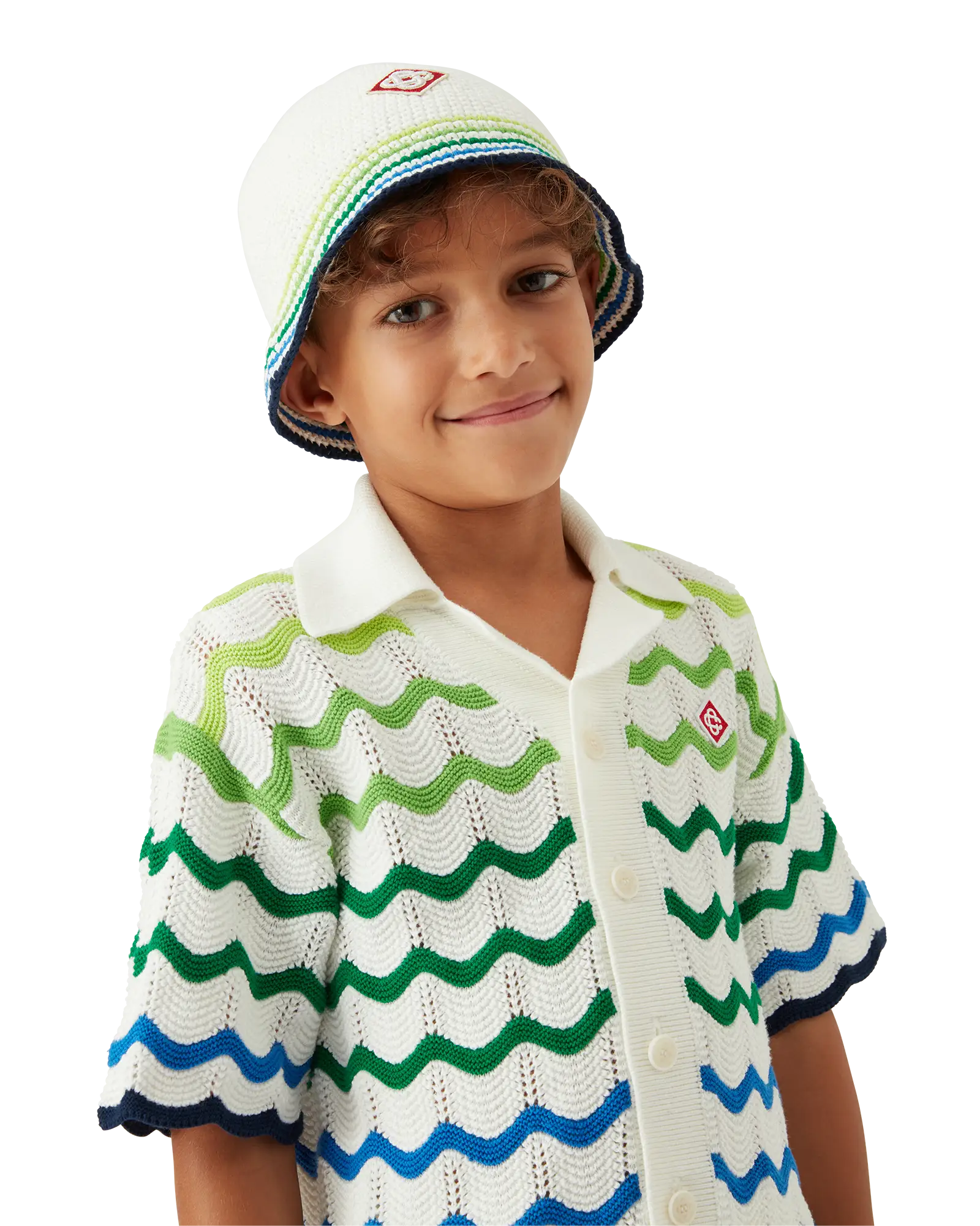 Casablanca Stripe Crochet cappello bambino bianco cotone