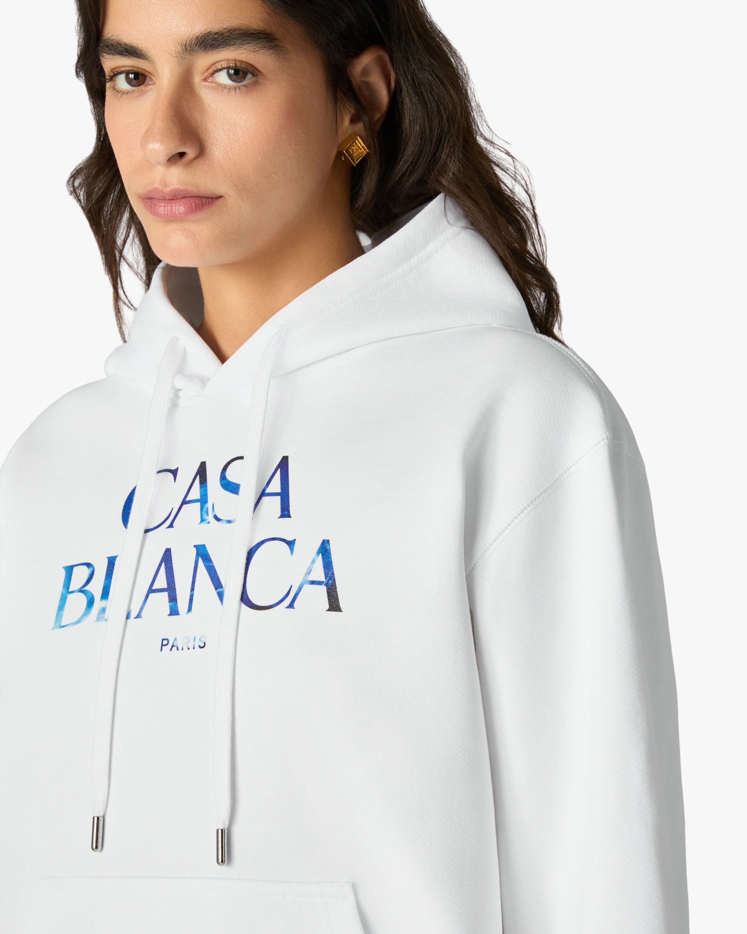 Casablanca Meduse Stacked Logo Felpa Bianca Cotone
