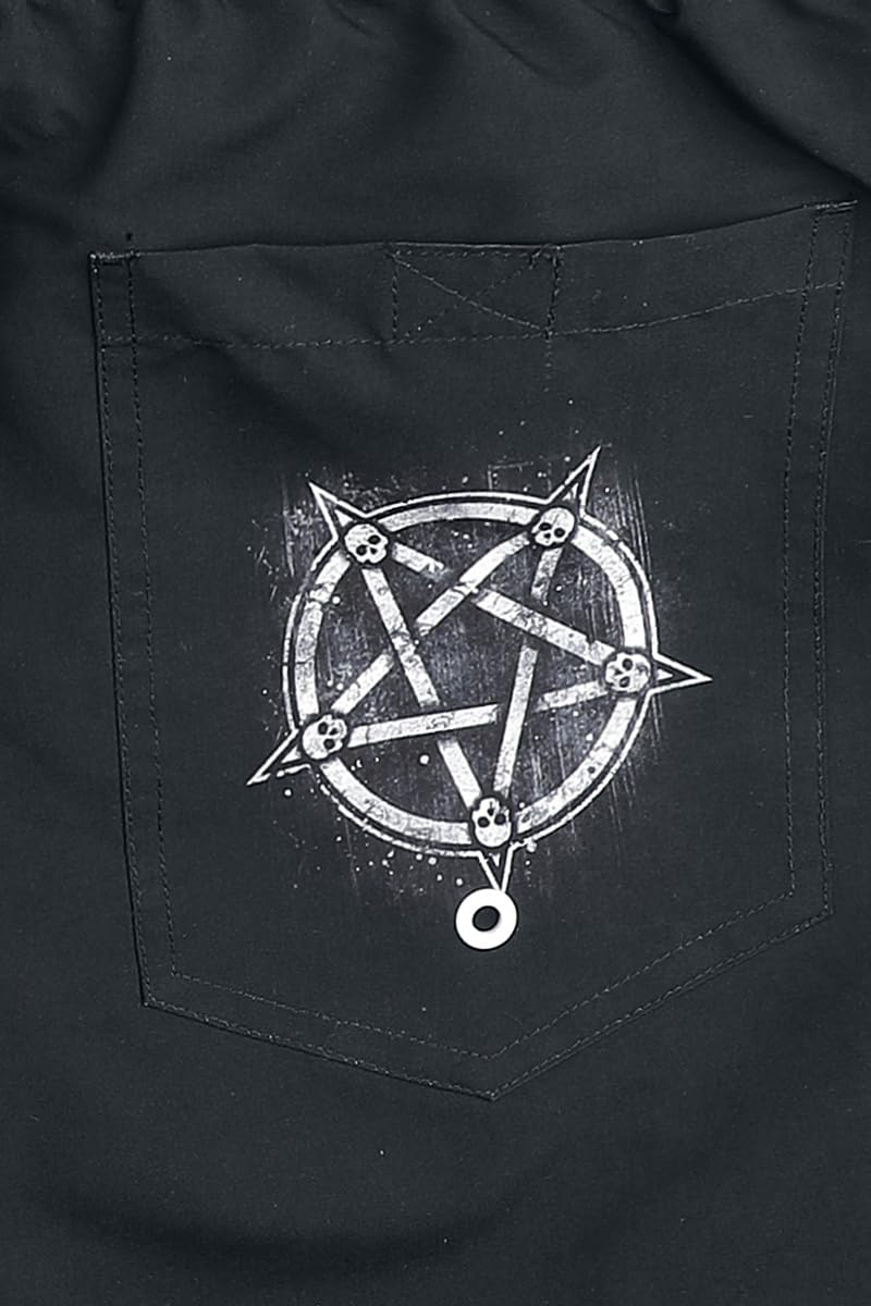 Gothicana by EMP Pantaloncini Mare Neri Stampa Pentagramma