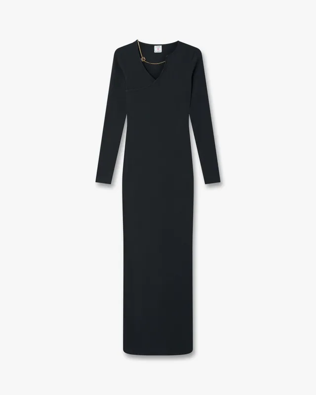Casablanca Jewellery Maxi abito nero costina cotone organico