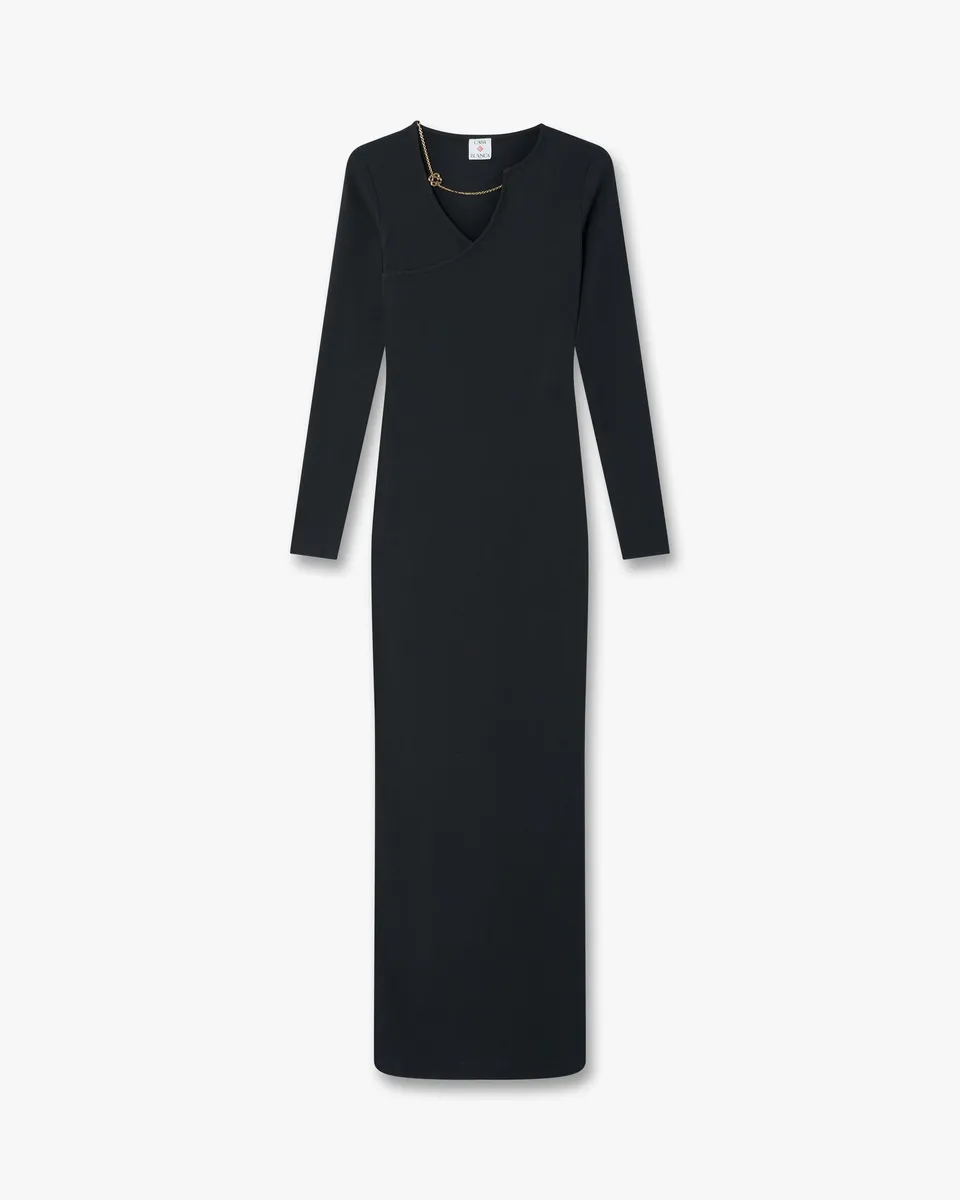 Casablanca Jewellery Maxi abito nero costina cotone organico
