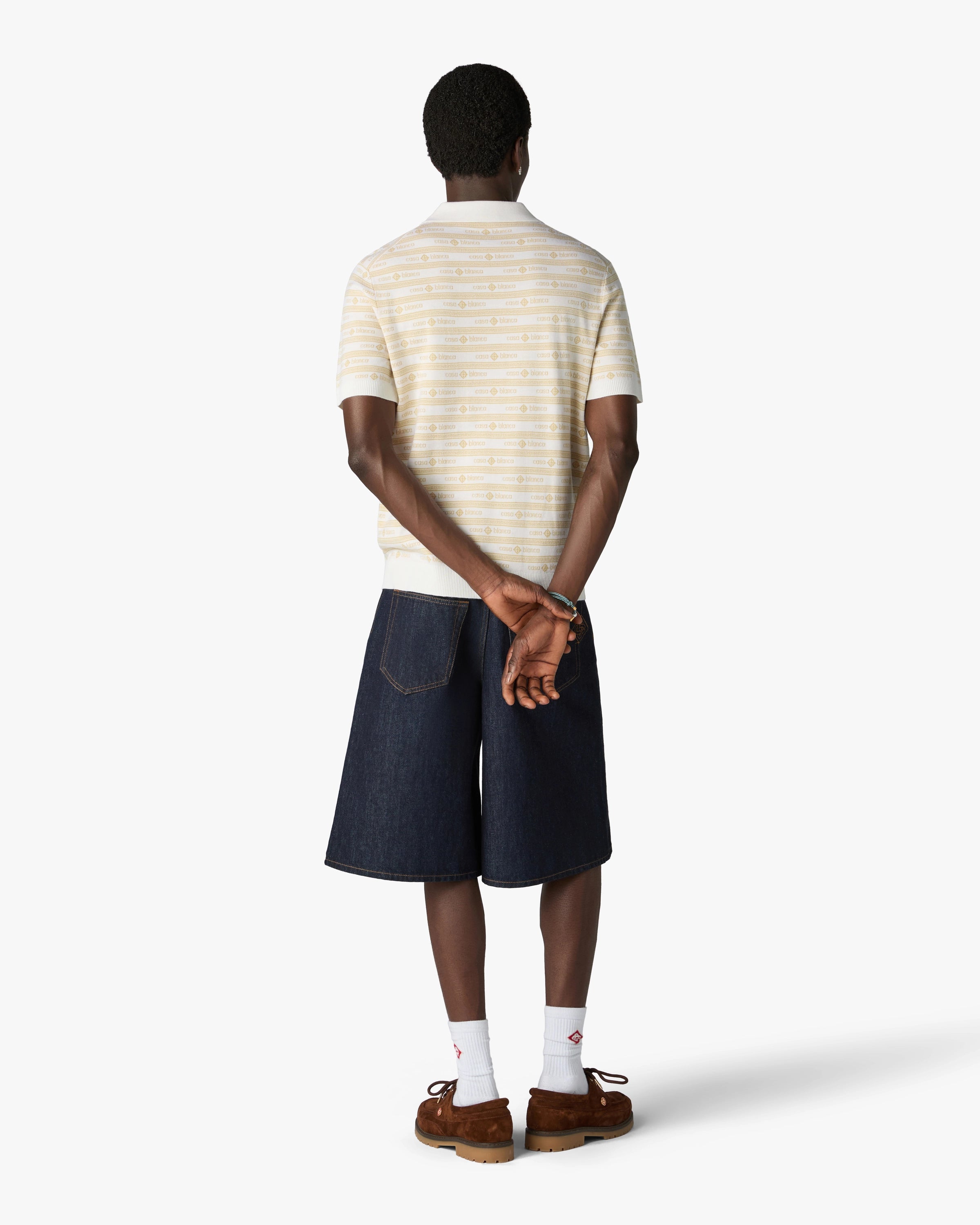 Casablanca Logo polo uomo beige lana merino