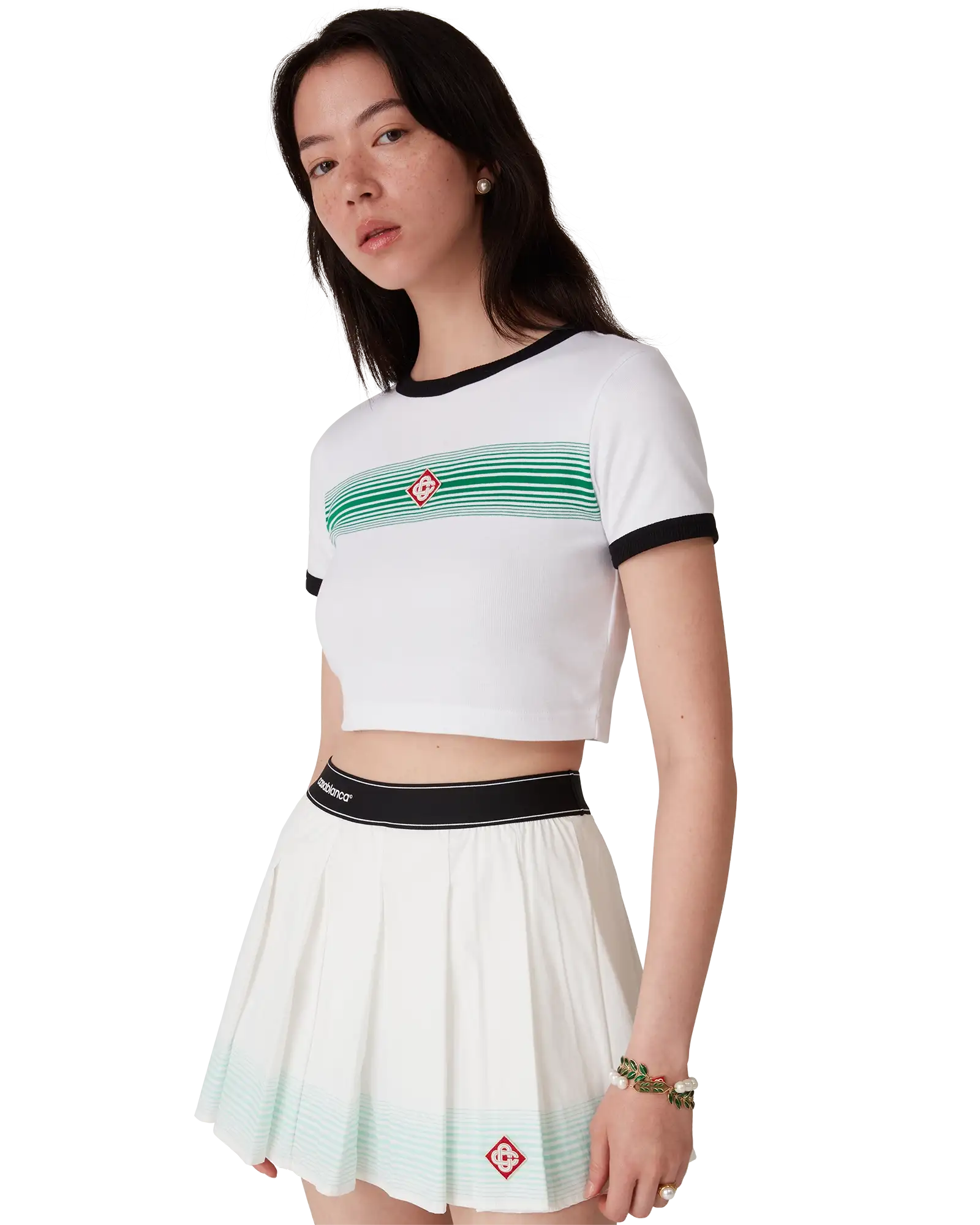 Casablanca Gradient Stripe Ringer t-shirt bianca cotone