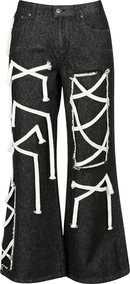 Gothicana by EMP Jeans Donna Neri Flare Coulisse