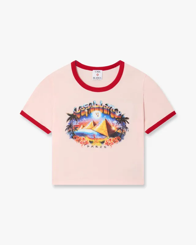 Casablanca Pyramid Tourism t-shirt rosa cropped slim