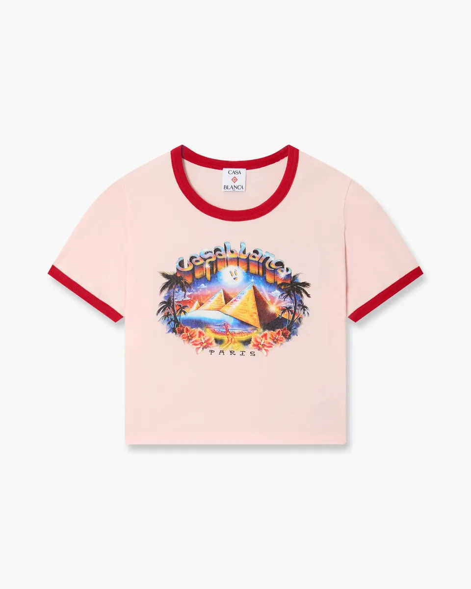 Casablanca Pyramid Tourism t-shirt rosa cropped slim