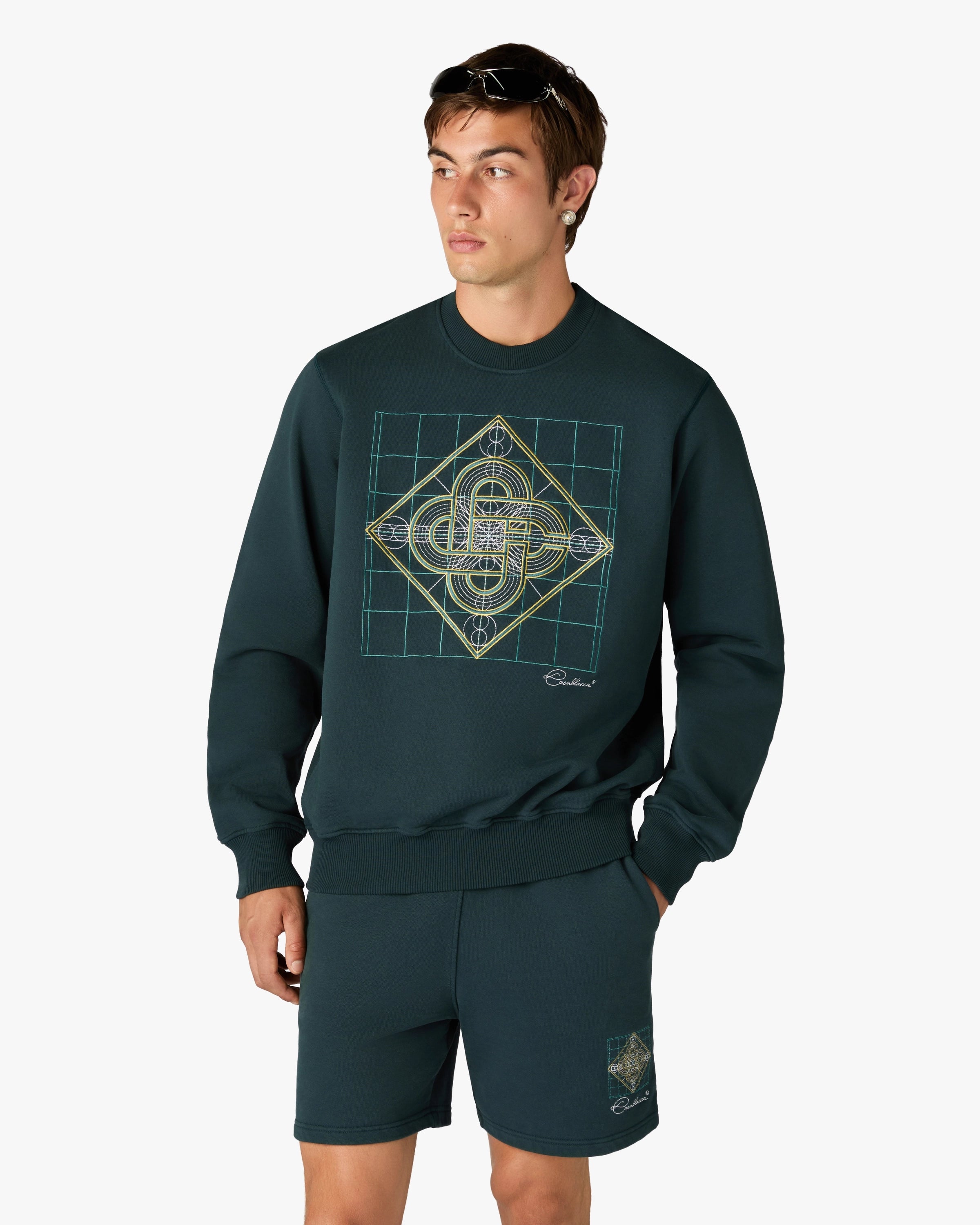 Casablanca Logo Geometrie Sacree Felpa Verde Cotone