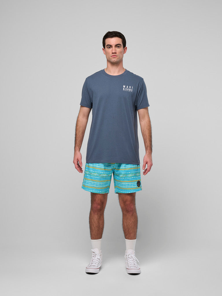 Maui and Sons In the Deep maglietta uomo steel blue in cotone