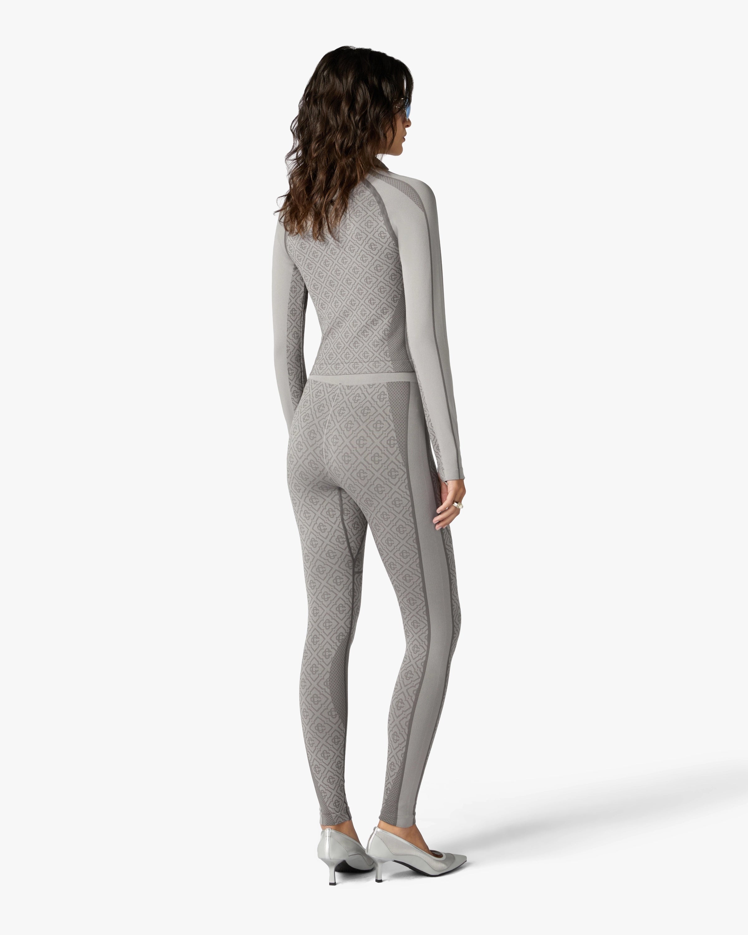 Casablanca Seamless Monogram Leggings grigio chiaro S/M elasticizzati