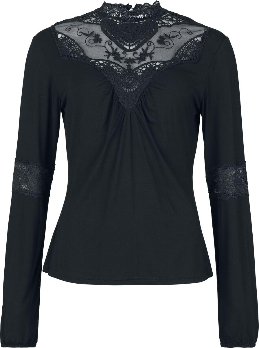 Gothicana by EMP maglia nera pizzo taglia L maniche lunghe