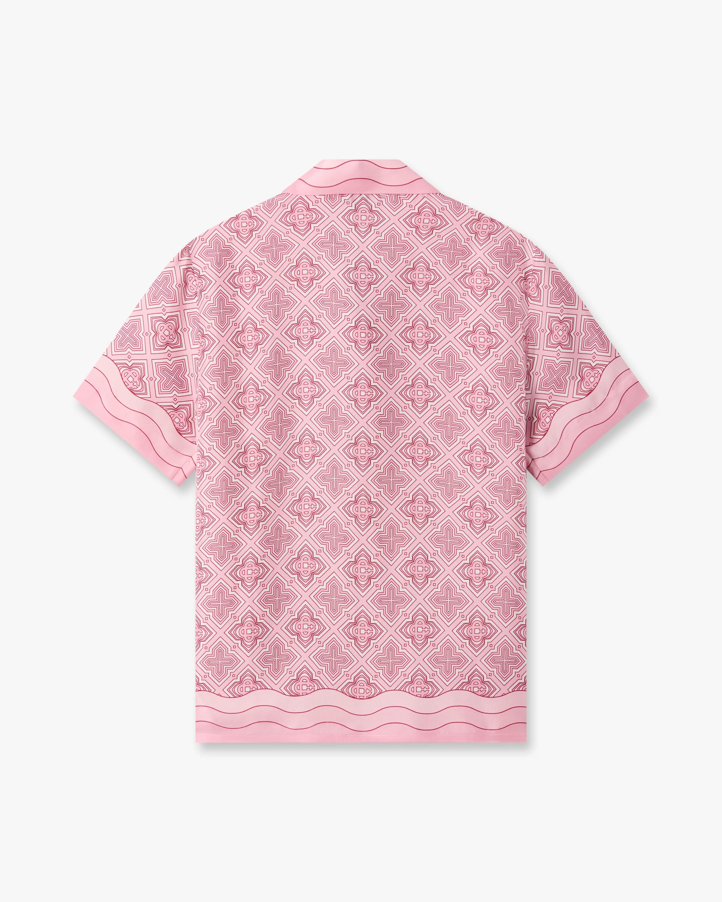 Casablanca Radiating Monogram camicia seta rosa S maniche corte
