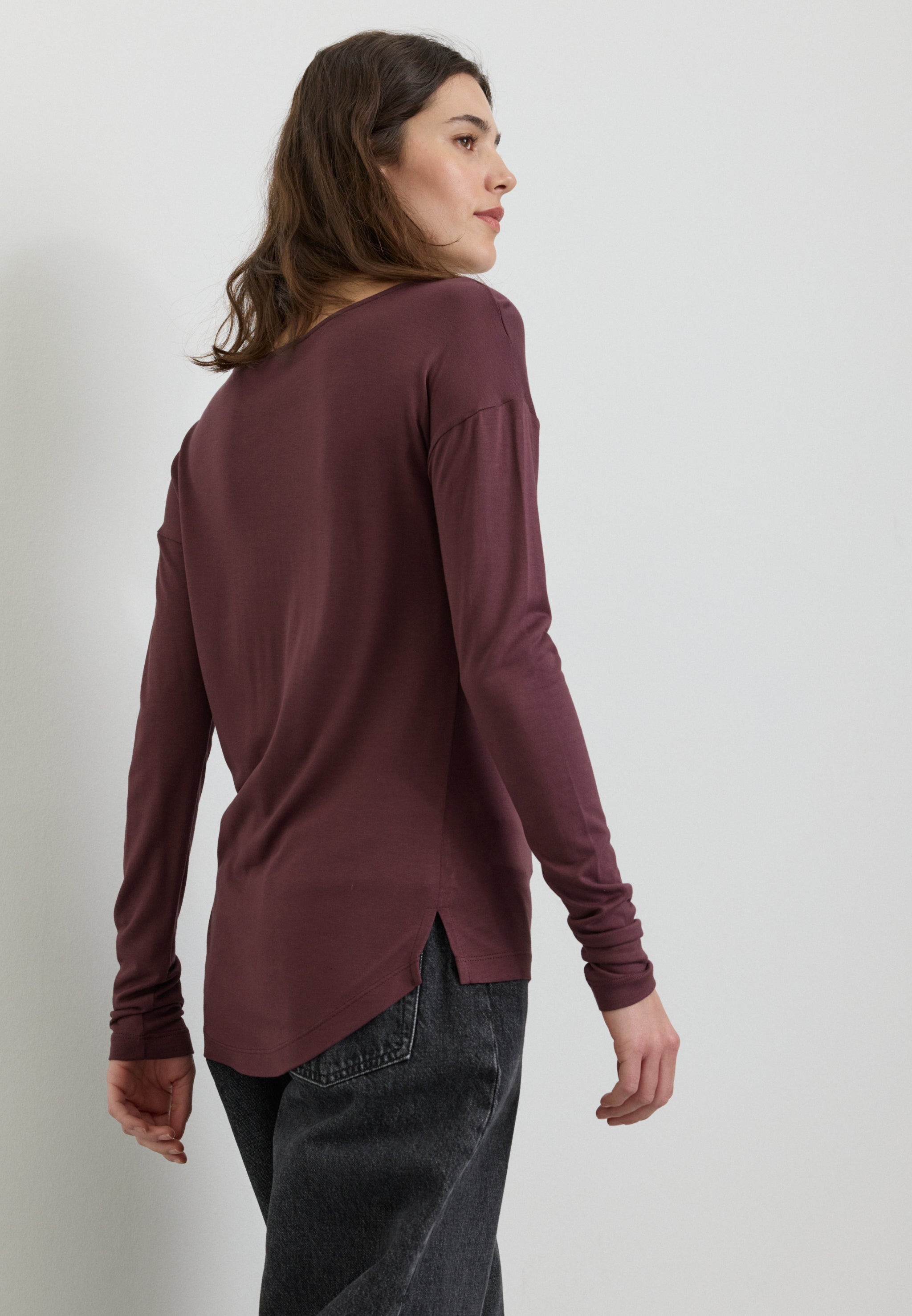 Recolution Fuchsia maglia manica lunga prugna in viscosa