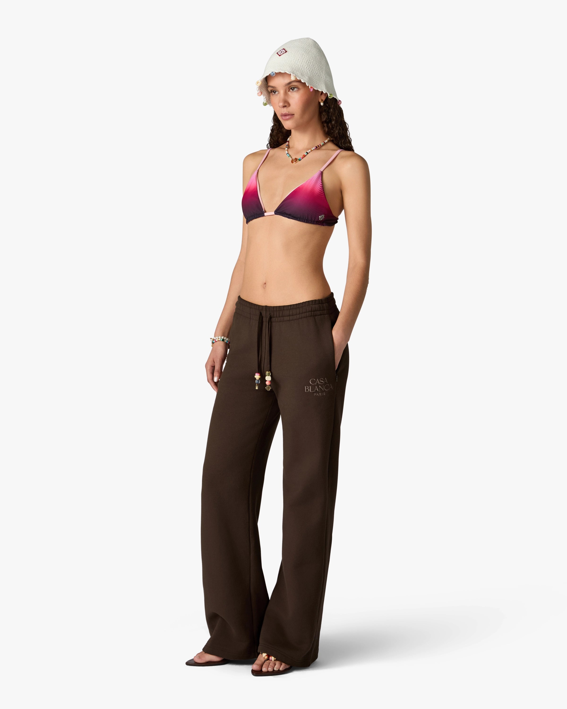 Casablanca Wide Leg pantaloni tuta marroni cotone cashmere