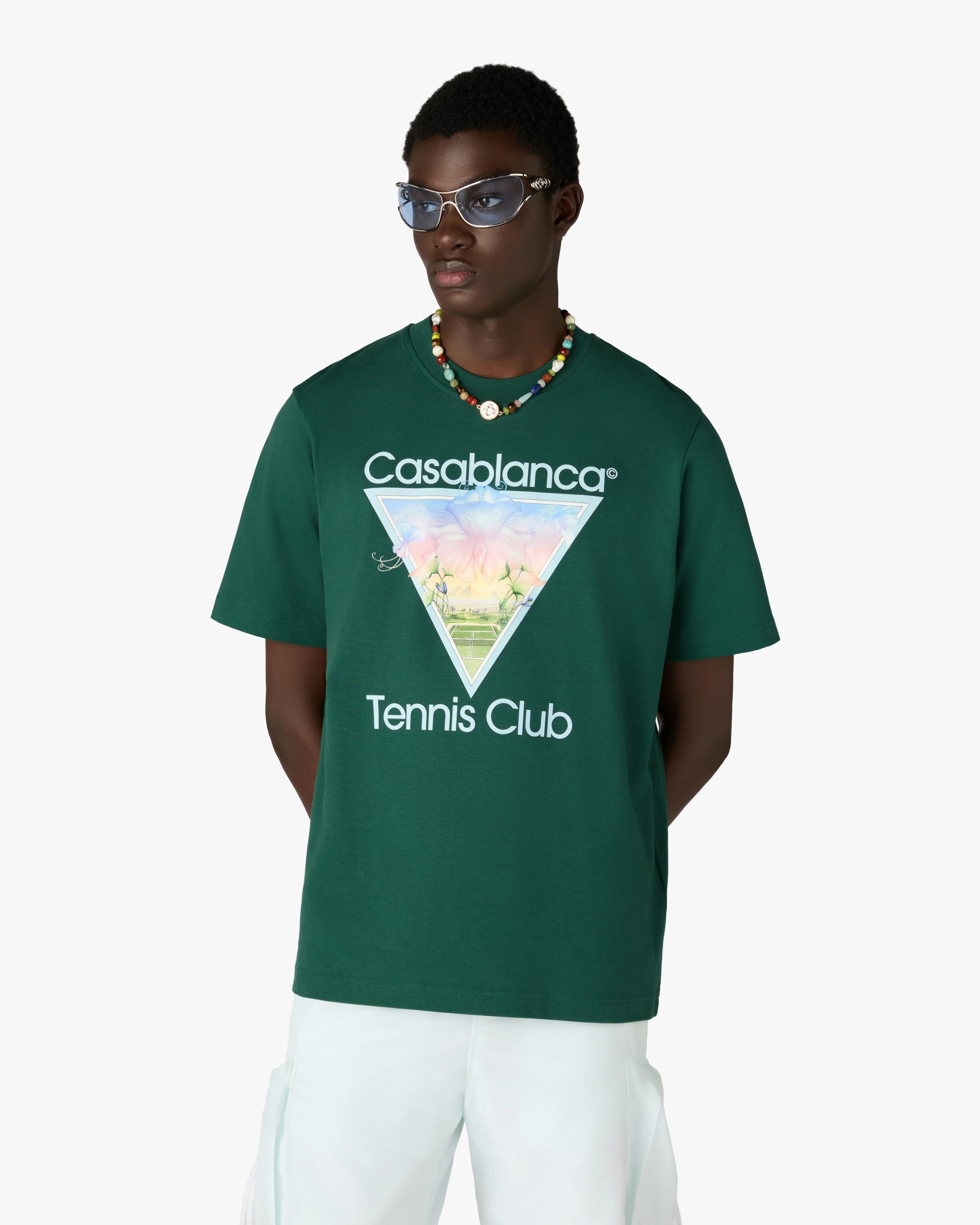 Casablanca Tennis Club Icon t-shirt verde cotone