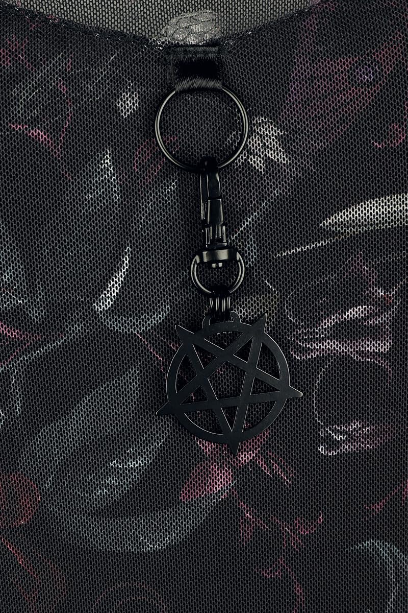 Gothicana by EMP Abito Lungo Nero stampa all-over taglia M