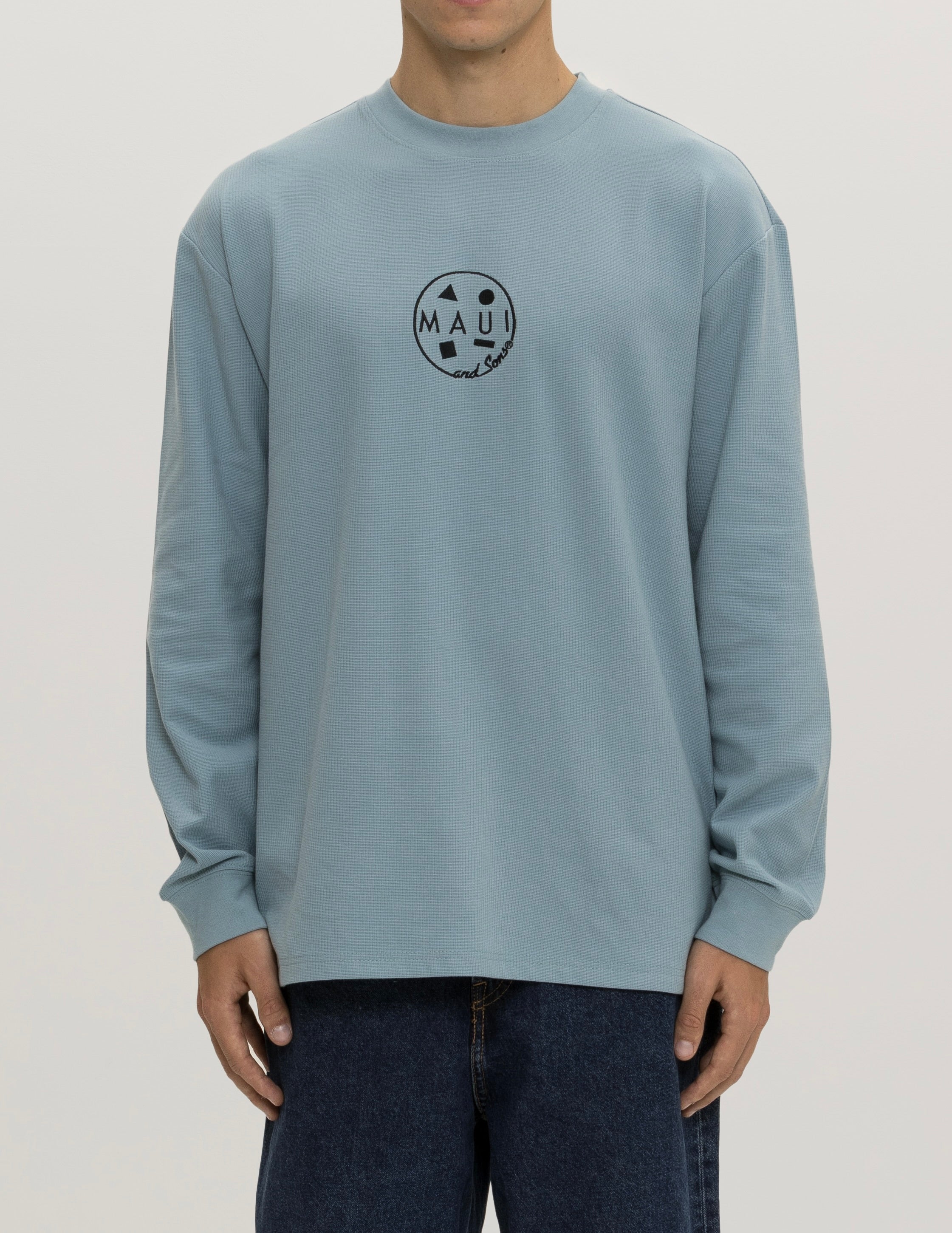 Maui & Sons Cookie maglia termica waffle blu pesante