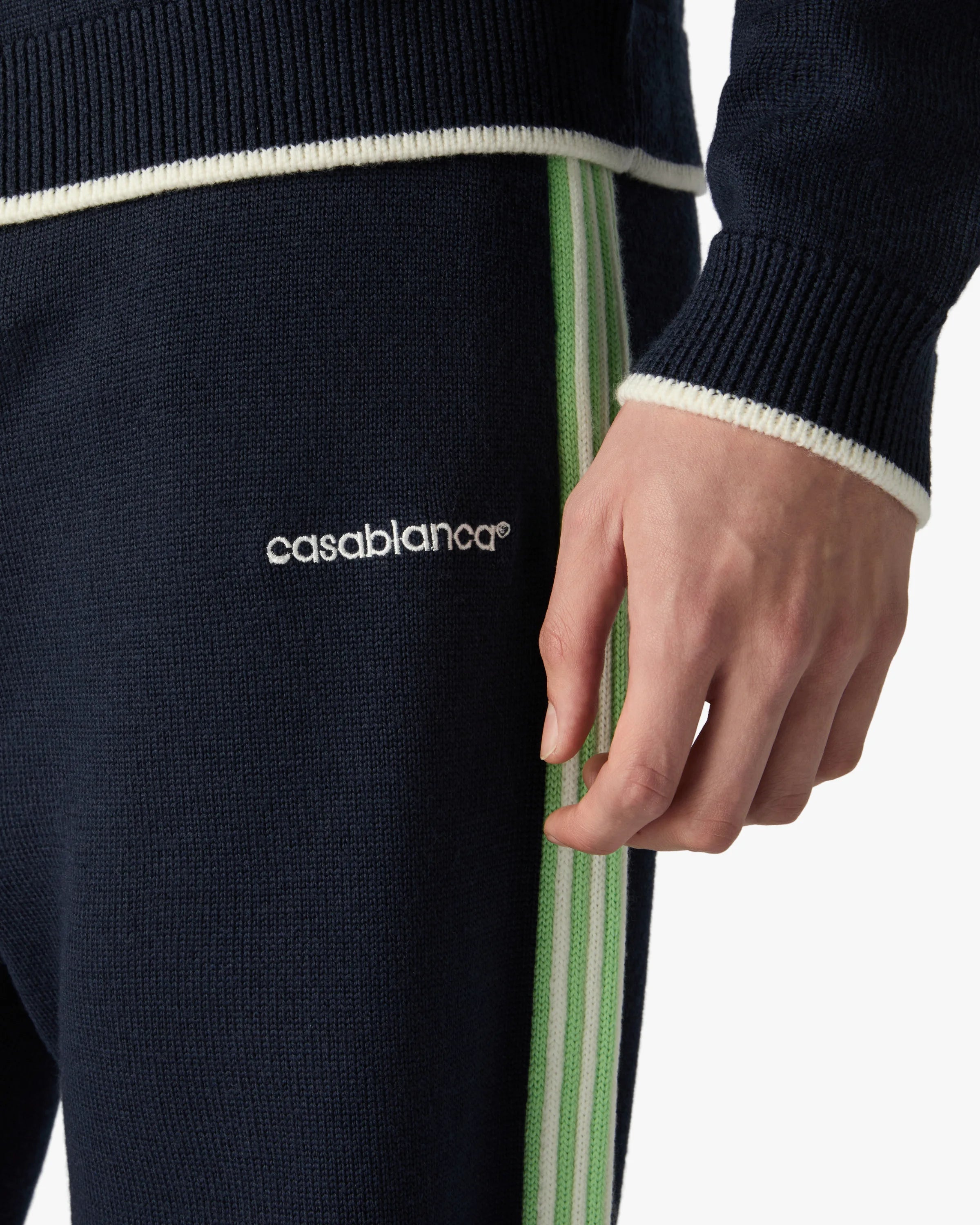 Casablanca Track pantaloni tuta blu lana merino uomo