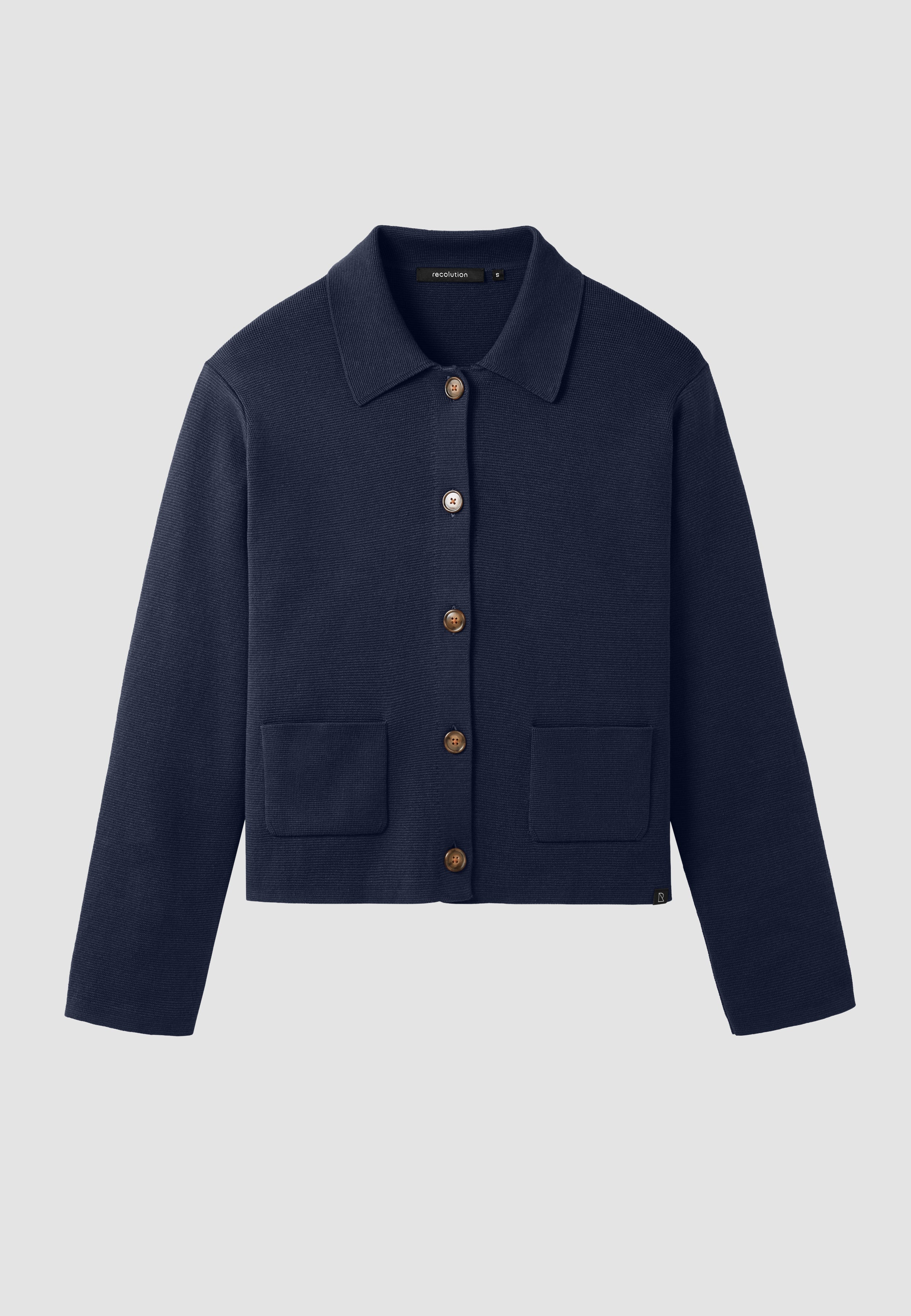 Recolution Celosia camicia in maglia donna blu navy bio