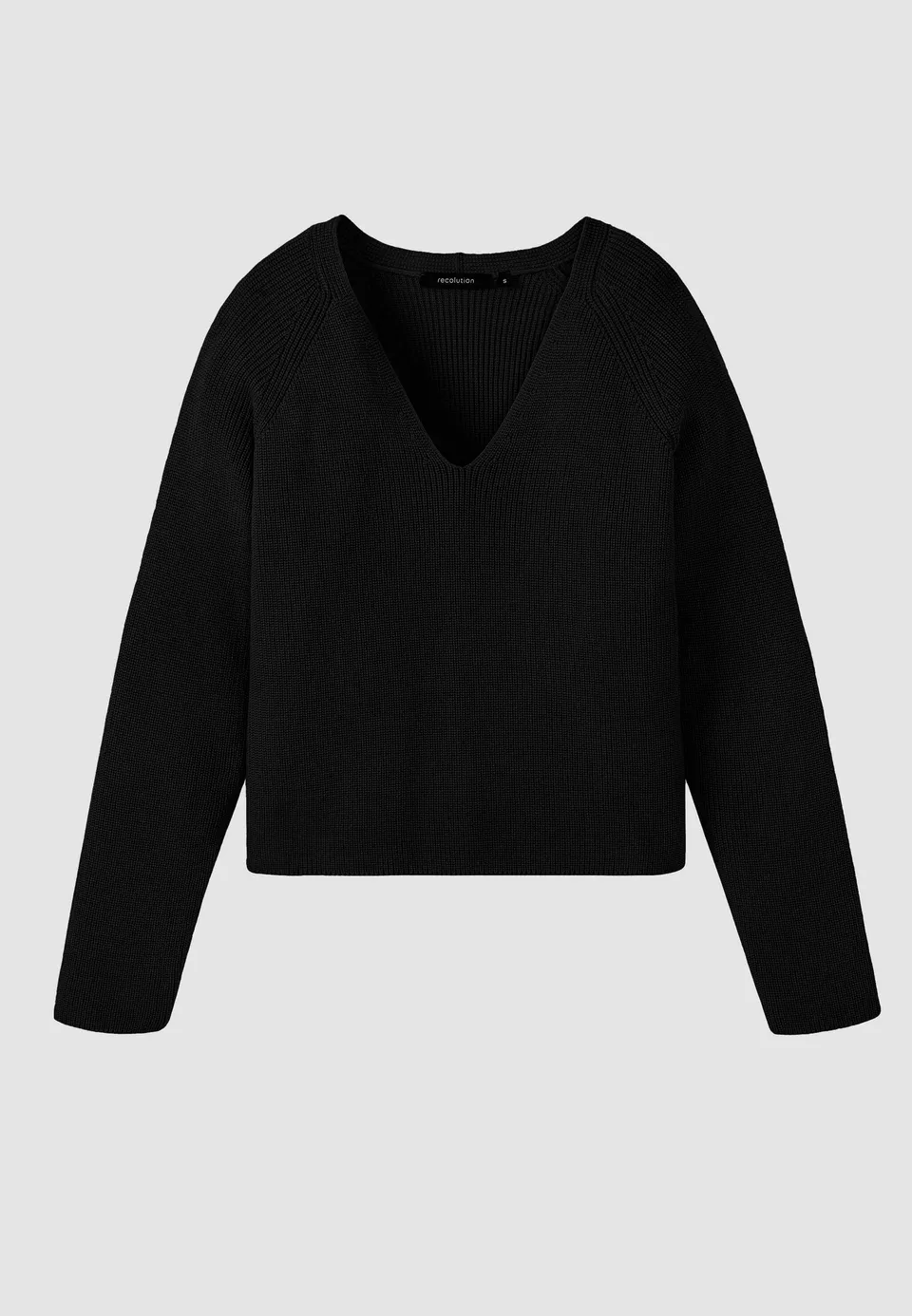 Recolution Arugula maglione scollo a V nero cotone bio