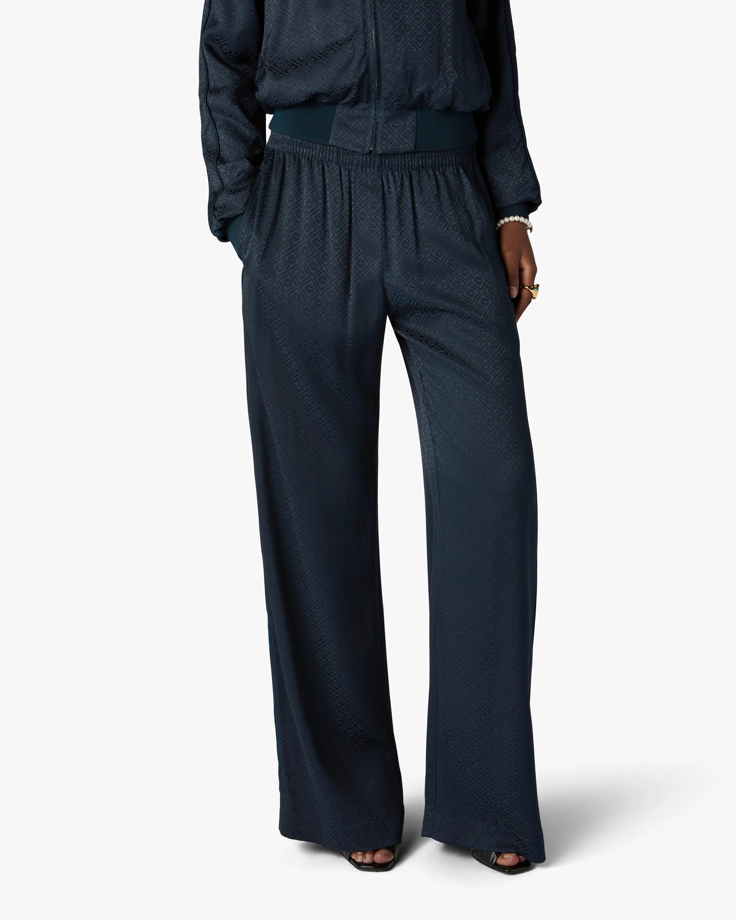 Casablanca Monogram pantaloni tuta viscosa navy