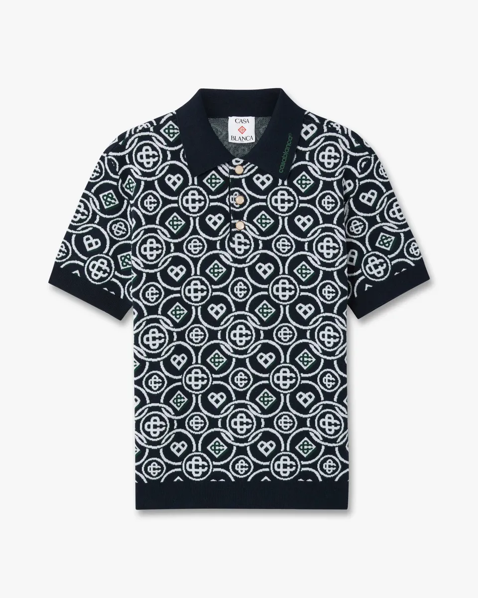 Casablanca Icon Monogram polo manica corta verde cotone