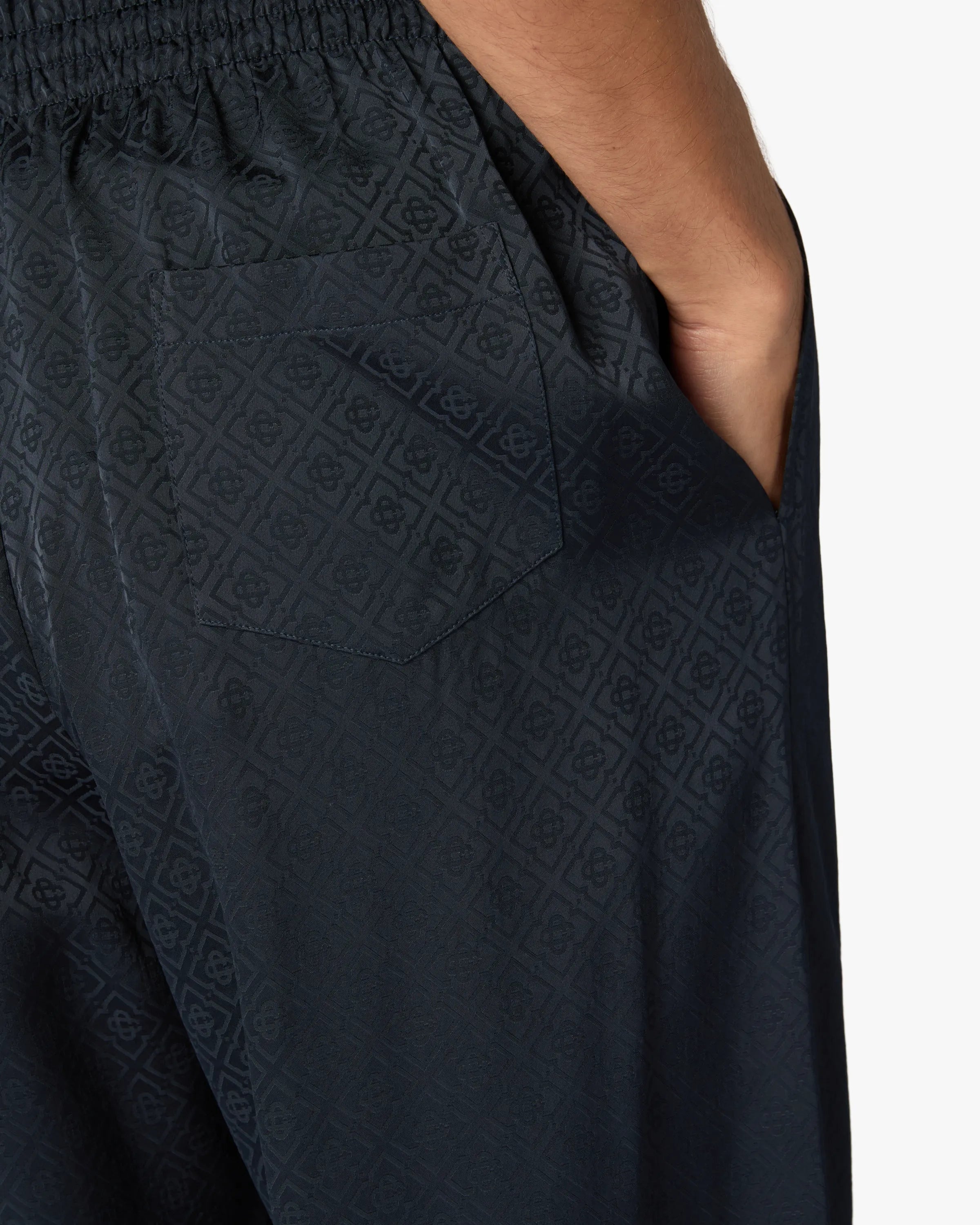 Casablanca Monogram pantaloni navy viscosa slim