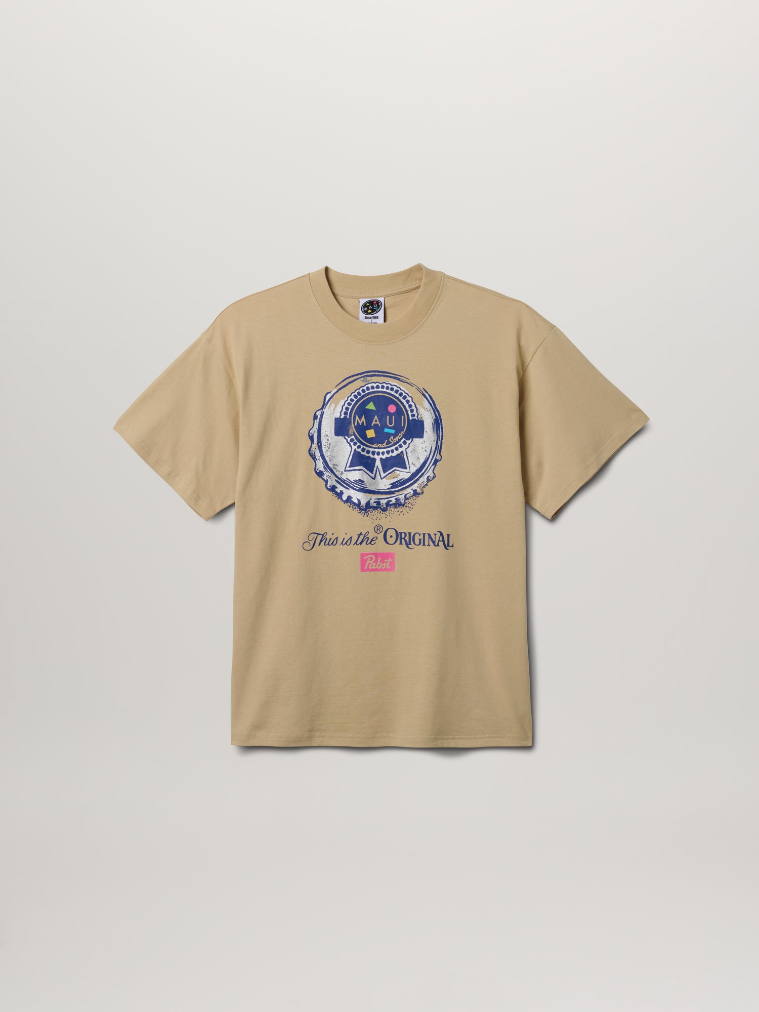 Maui and Sons Pabst Original T-Shirt Cotone Beige Grafica