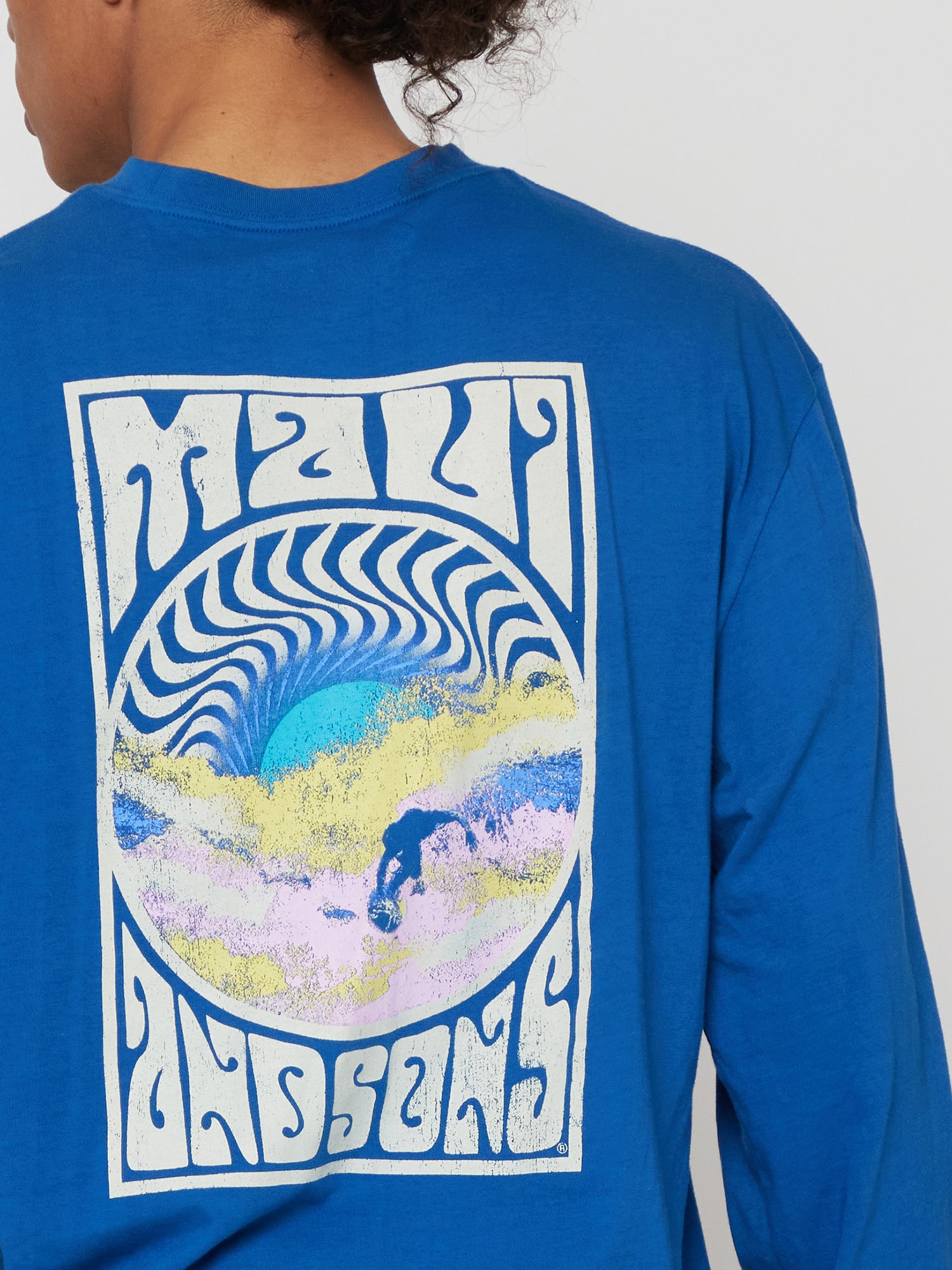 Maui and Sons Psych Surfer Long Sleeve maglia blu cotone