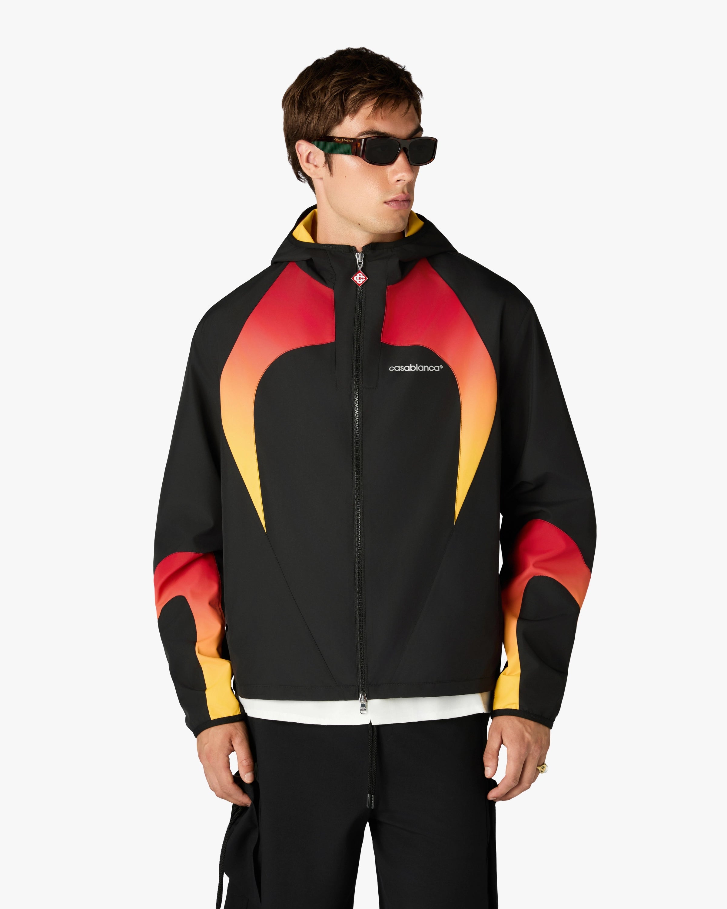Casablanca Giacca Zip con Cappuccio Nera Arancione