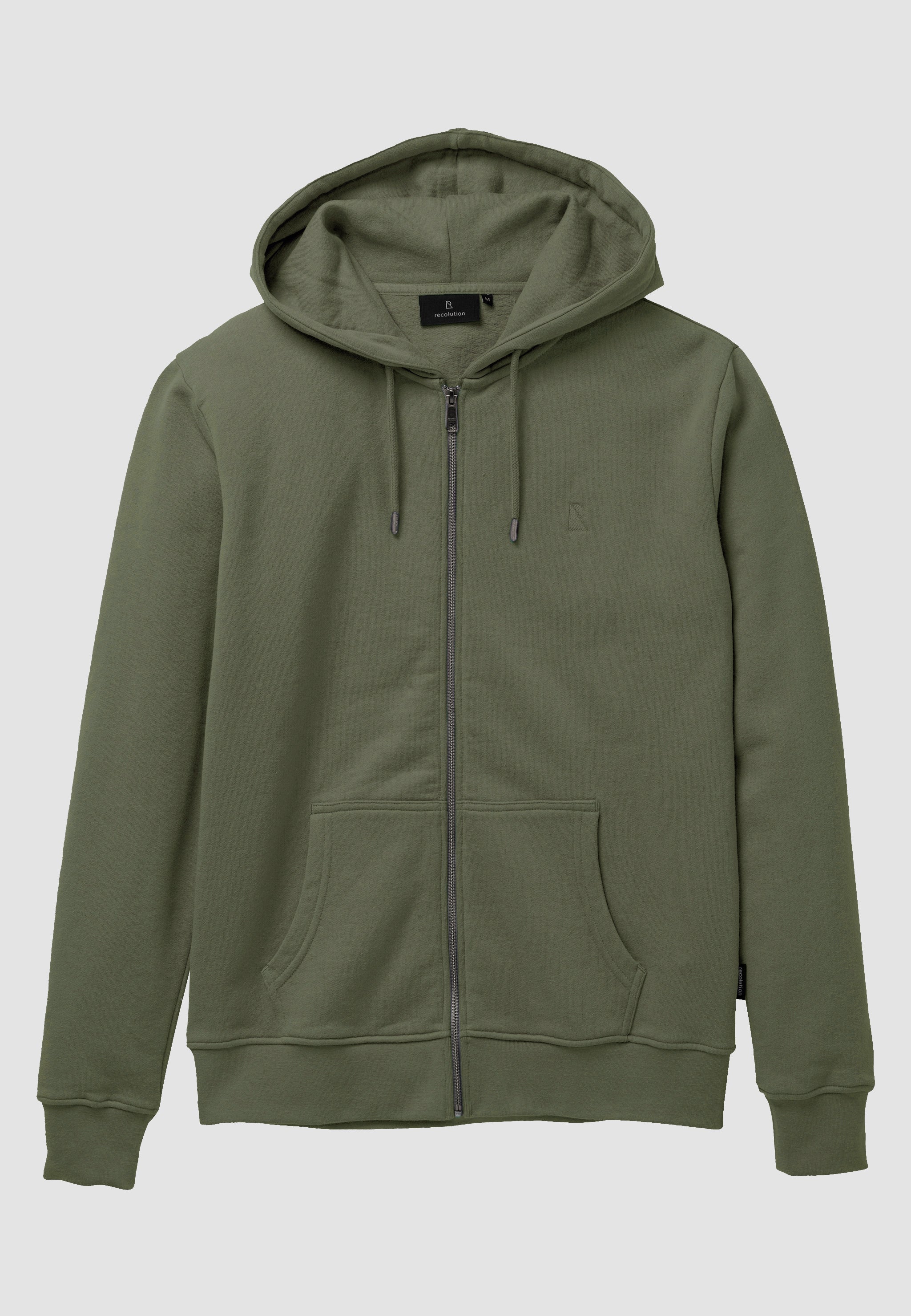Recolution Birch felpa con zip dark khaki cotone bio