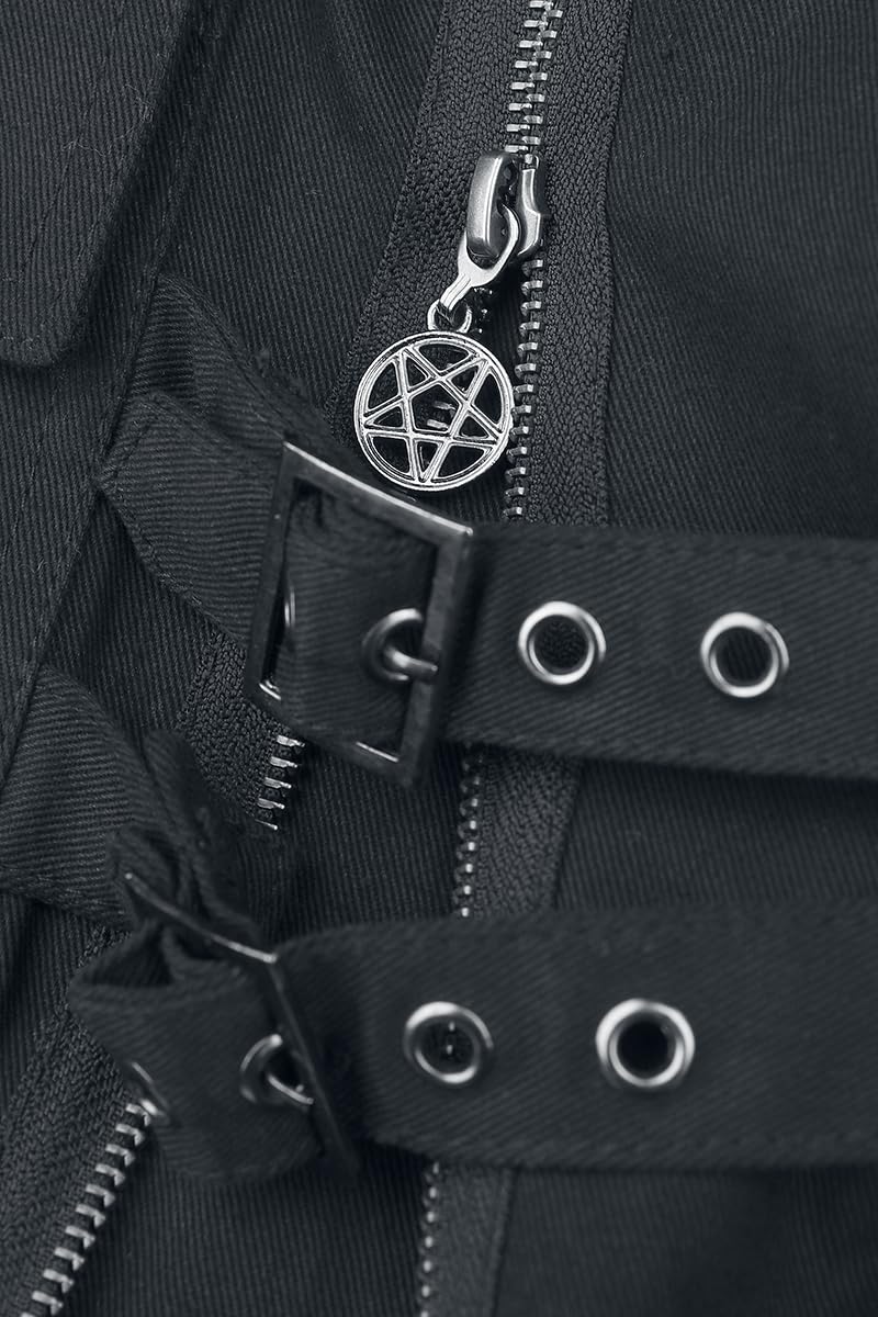 Gothicana Pantaloncini Neri Pentagramma Fibbie Uomo